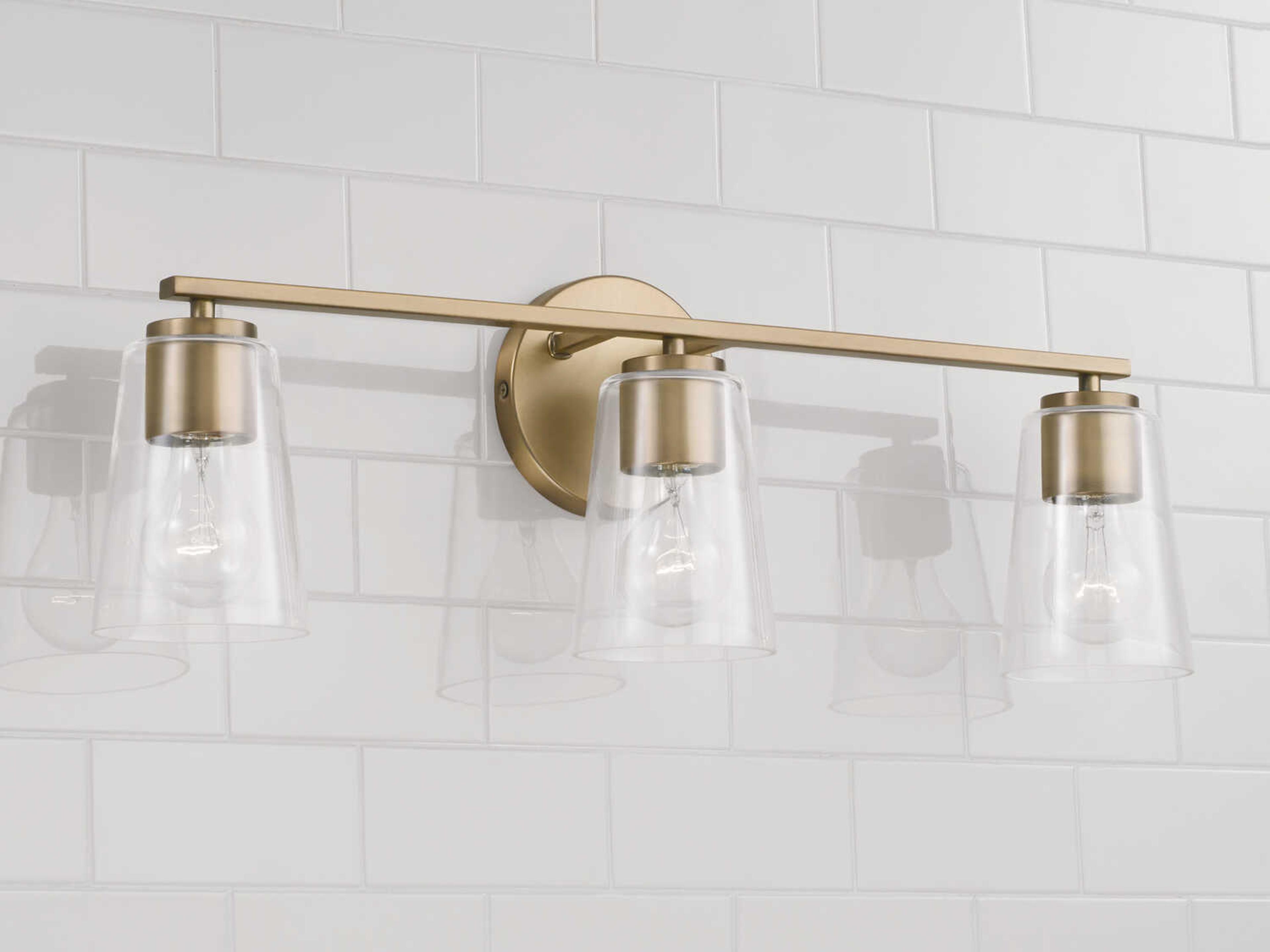 Capital Lighting Portman 3-Light Aged Brass Glass Vanity Light