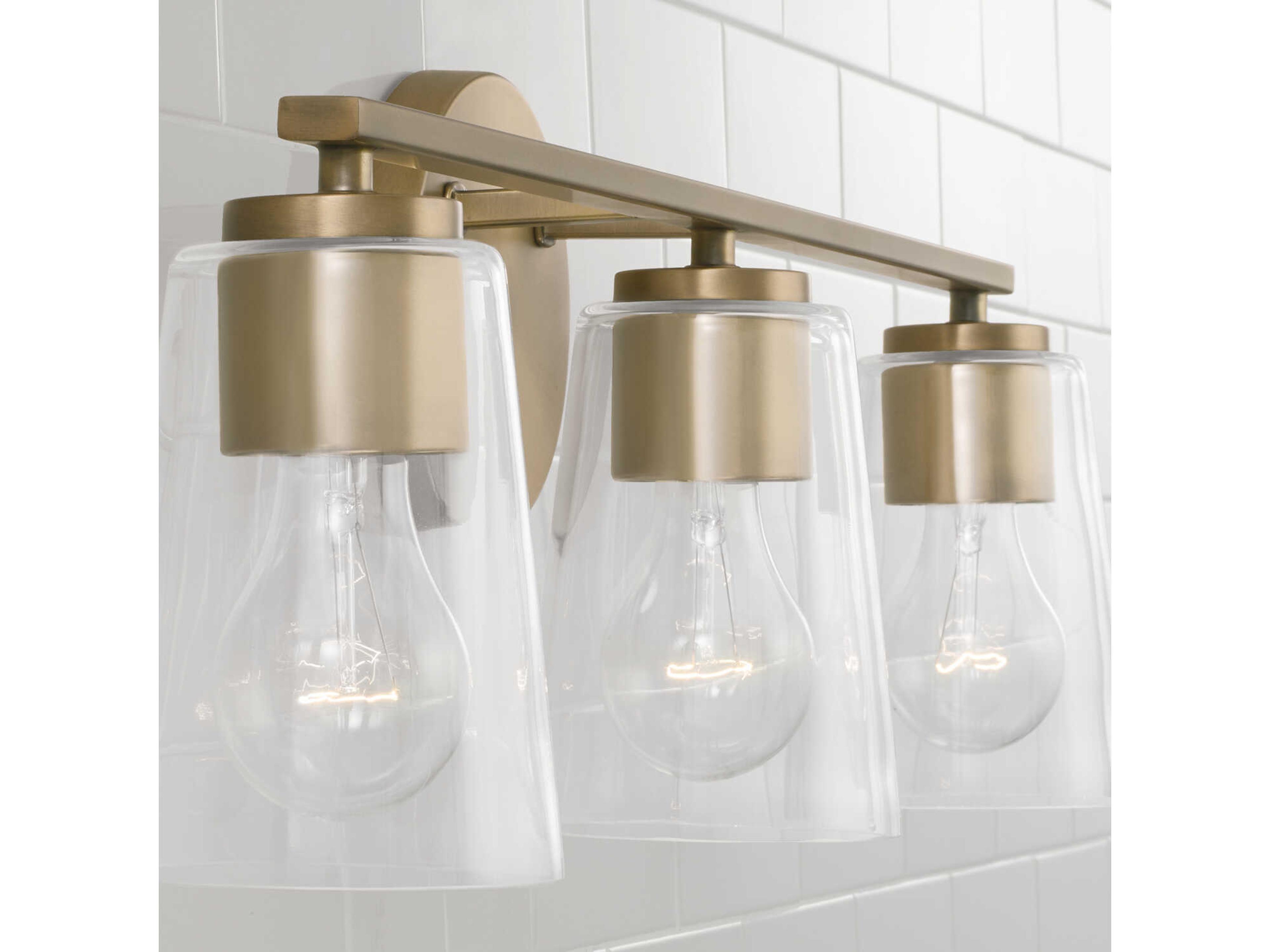 Capital Lighting Portman 3-Light Aged Brass Glass Vanity Light