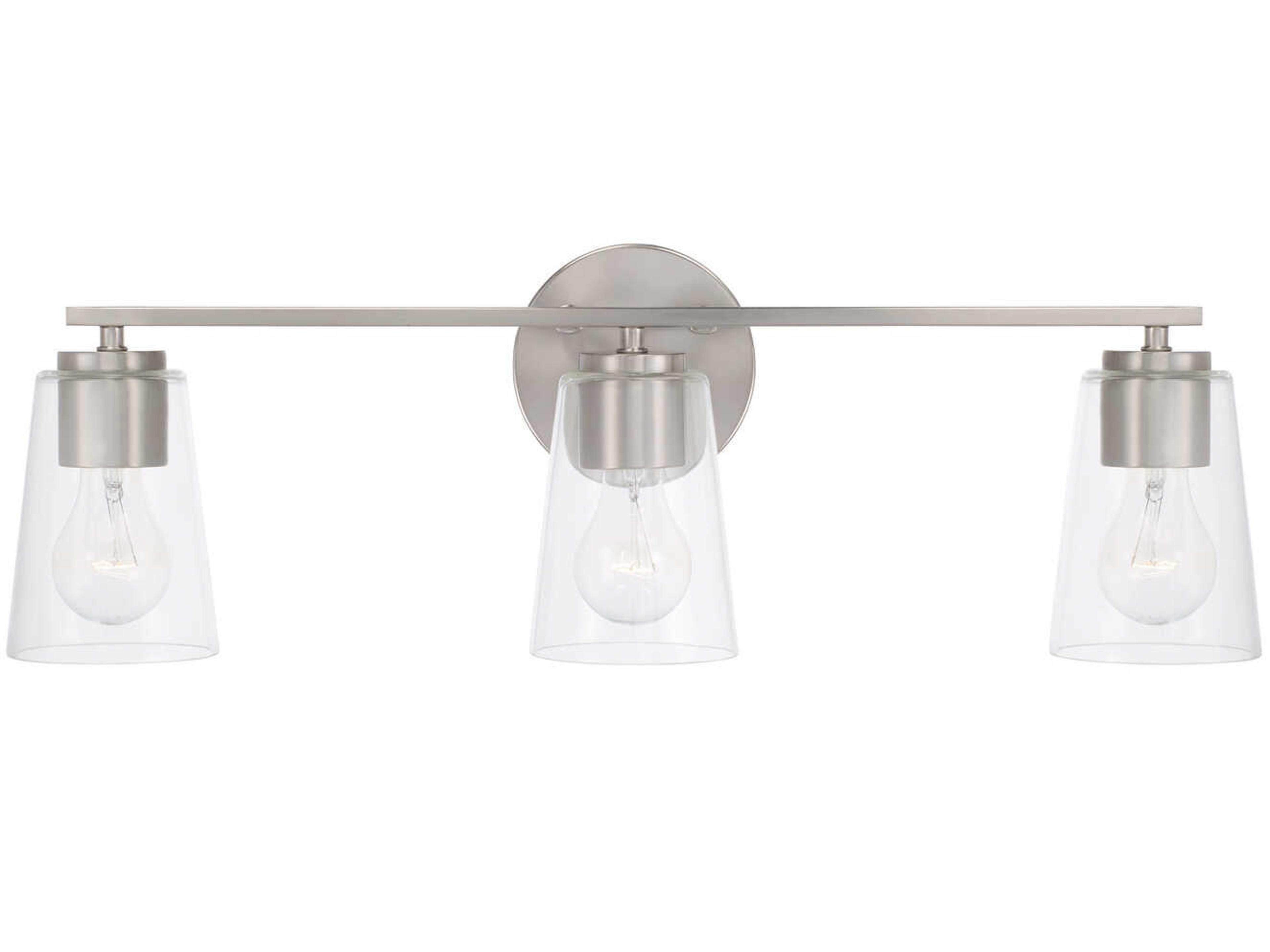 Capital Lighting Portman 3-Light Brushed Nickel Glass Vanity Light