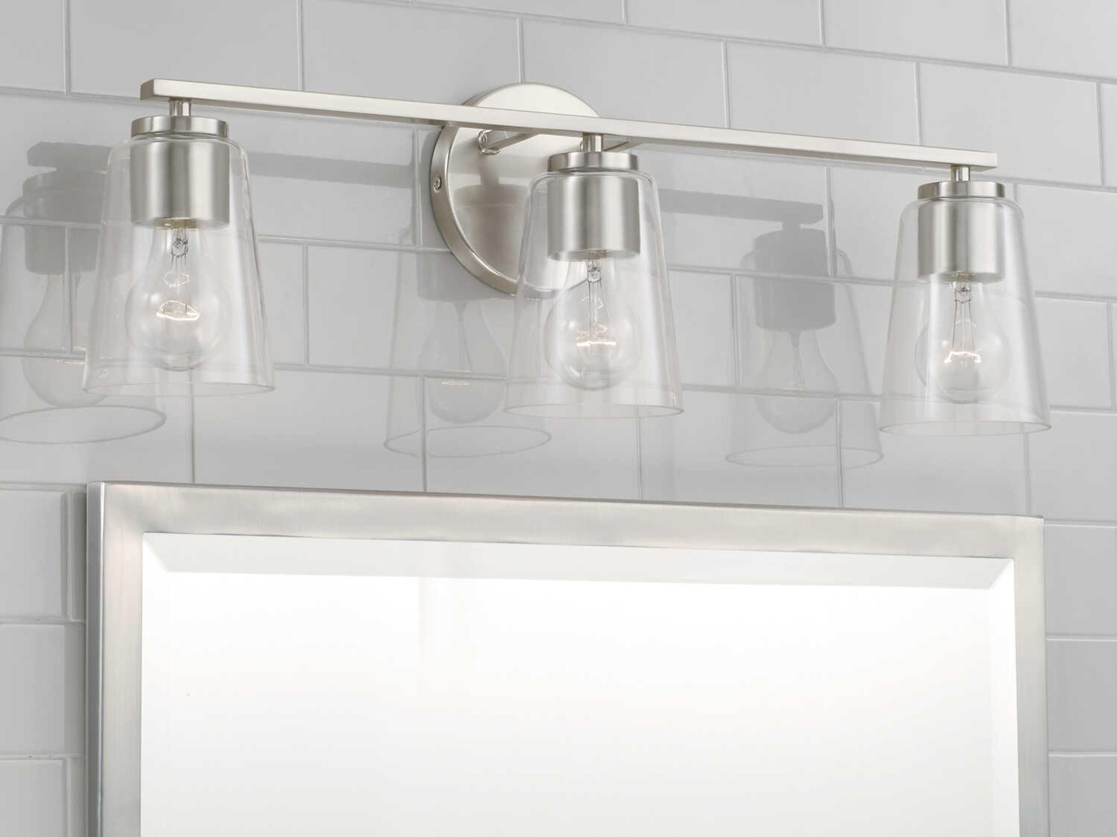 Capital Lighting Portman 3-Light Brushed Nickel Glass Vanity Light