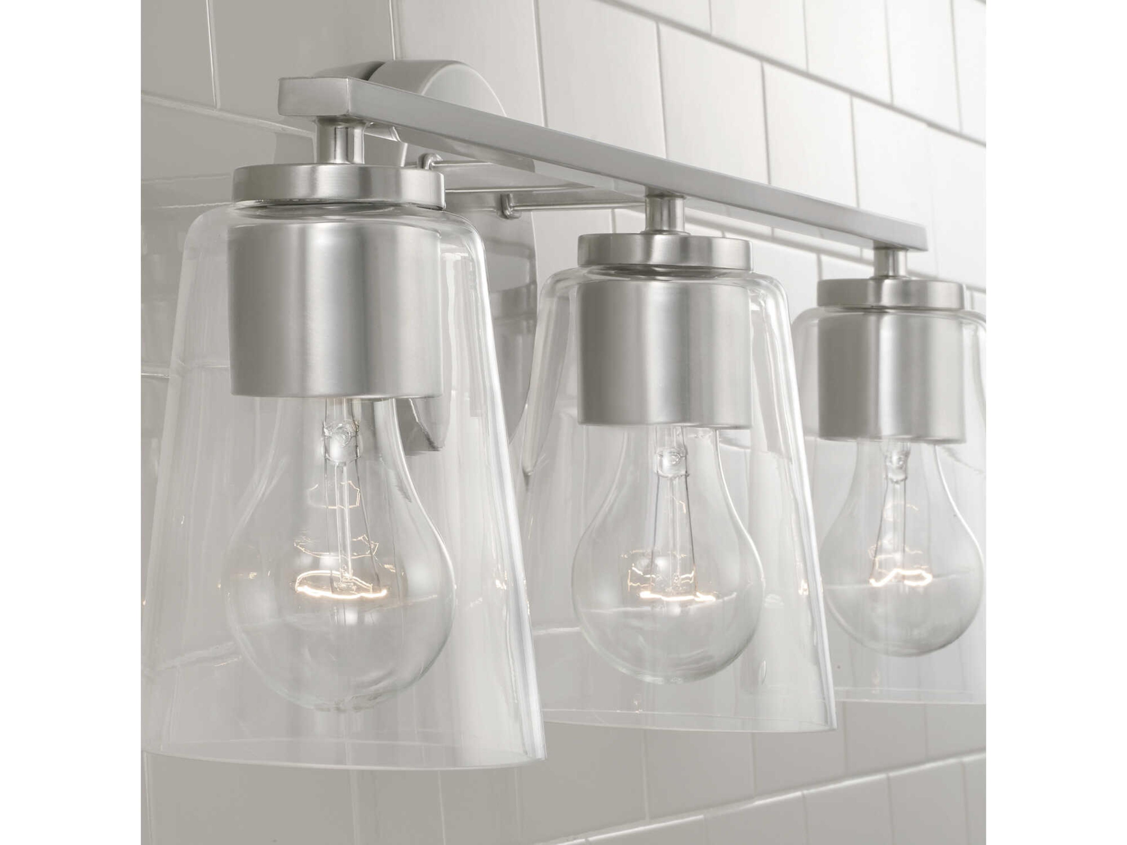 Capital Lighting Portman 3-Light Brushed Nickel Glass Vanity Light