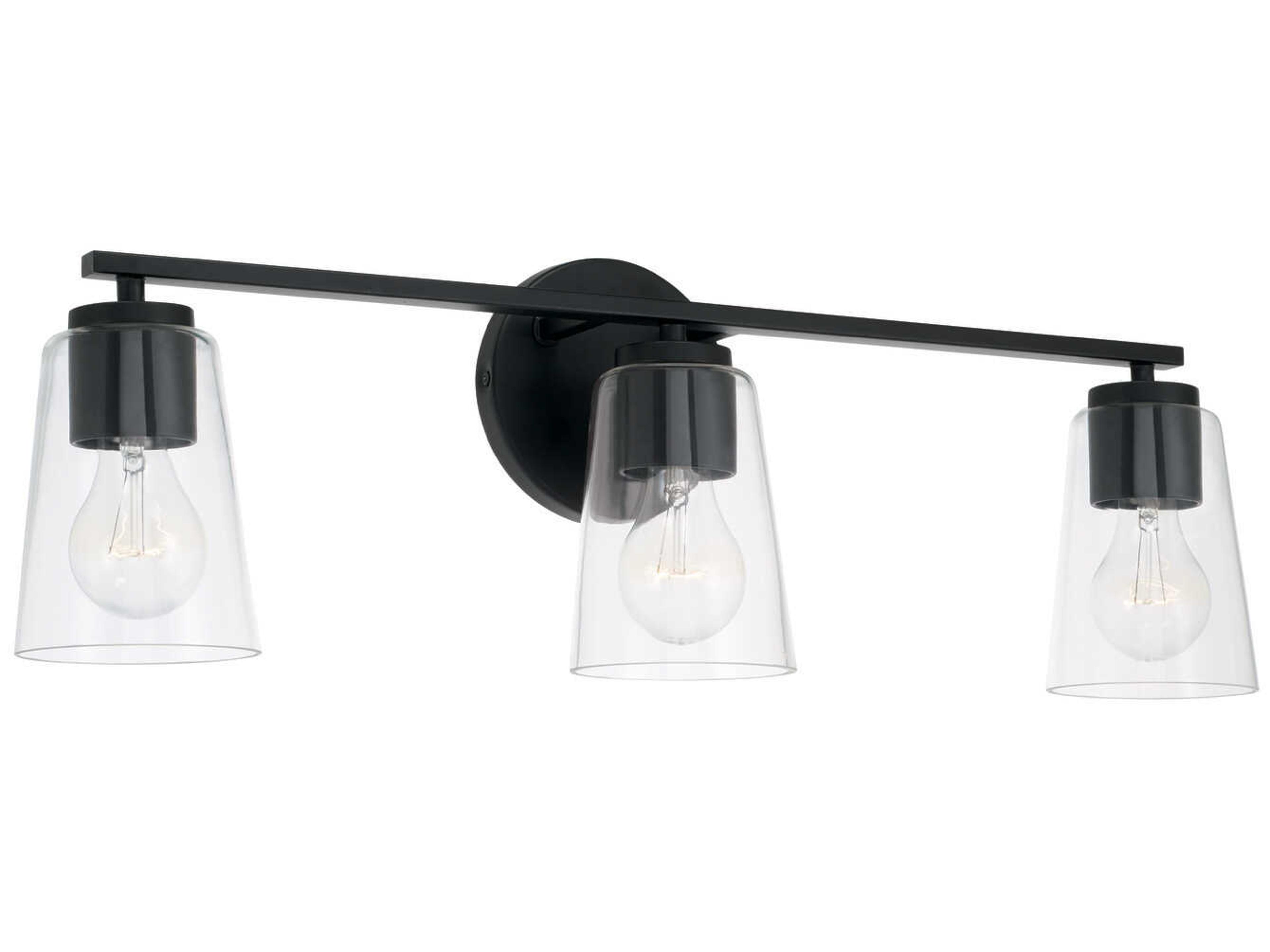 Portman 3-Light Matte Black Glass Vanity Light