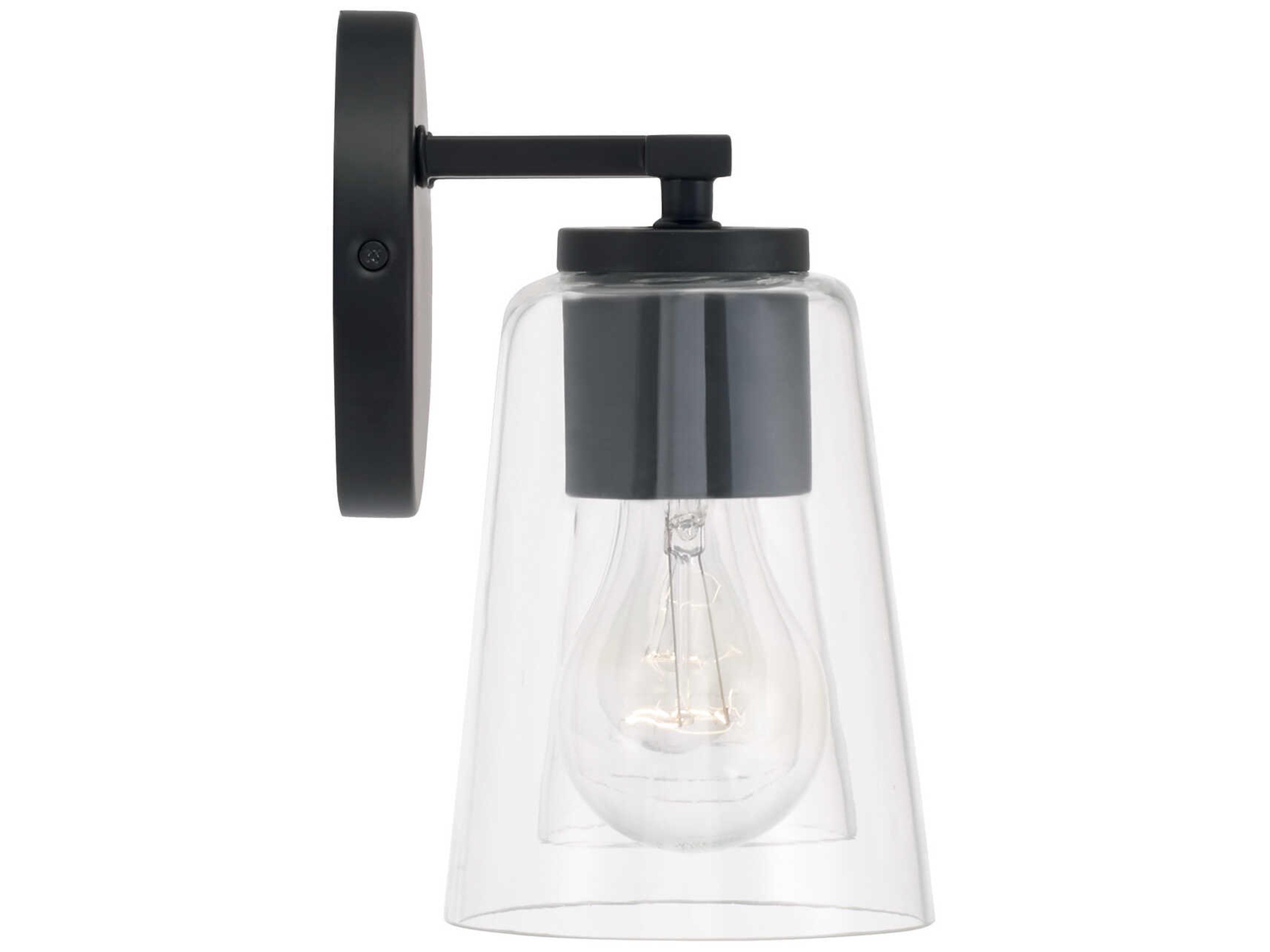 Capital Lighting Portman 3-Light Matte Black Glass Vanity Light