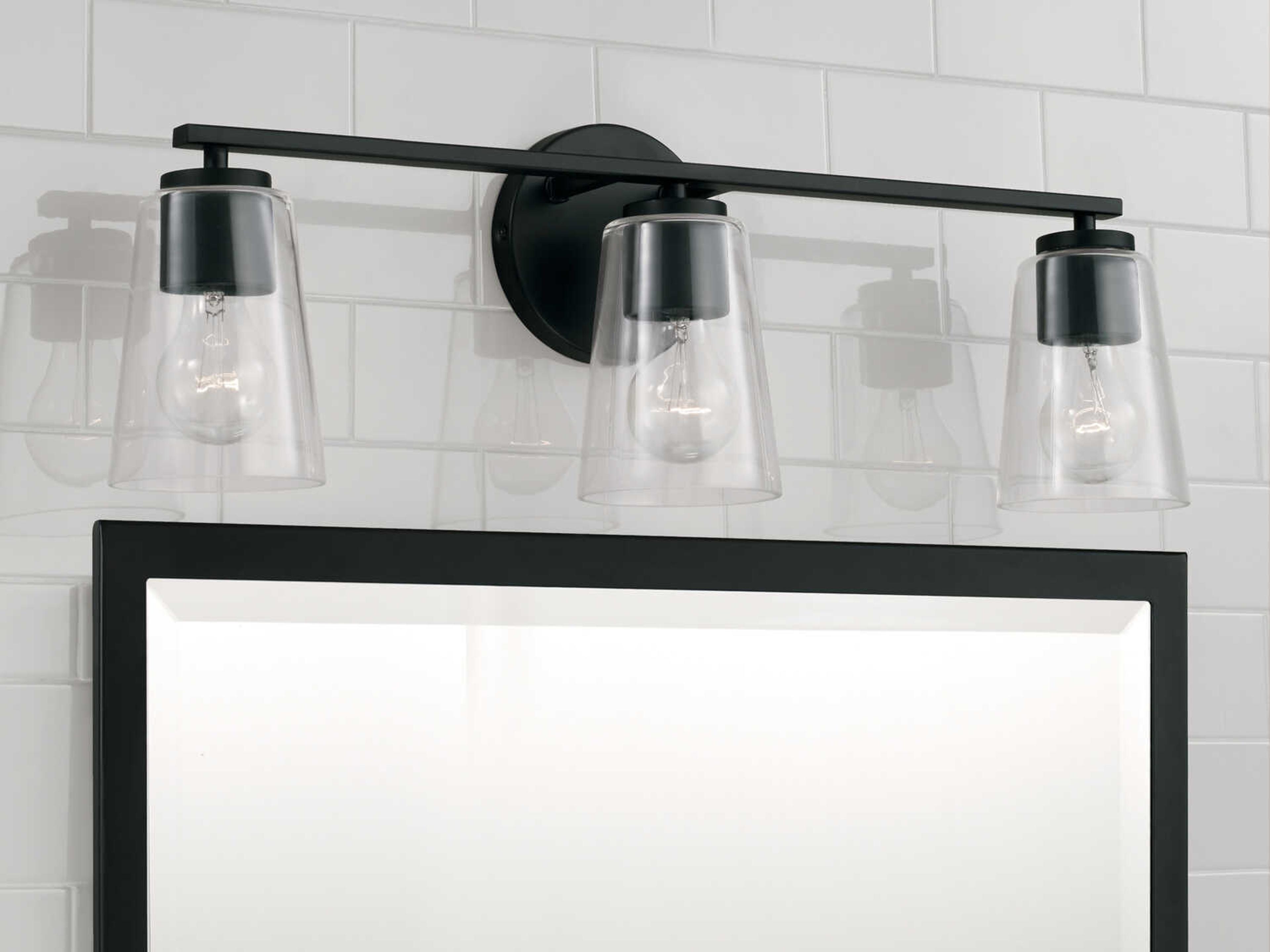 Capital Lighting Portman 3-Light Matte Black Glass Vanity Light