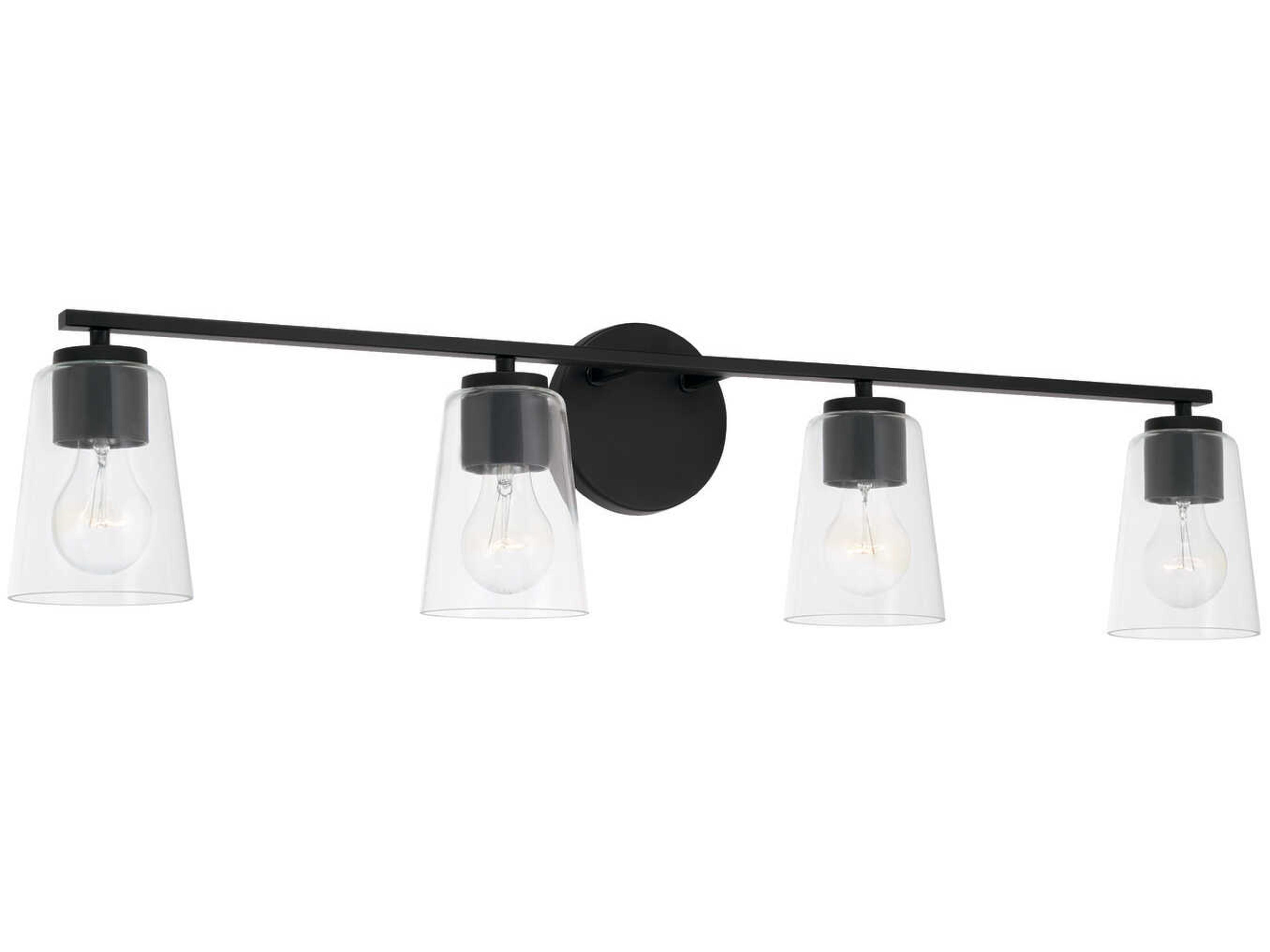 Portman 4-Light Matte Black Glass Vanity Light