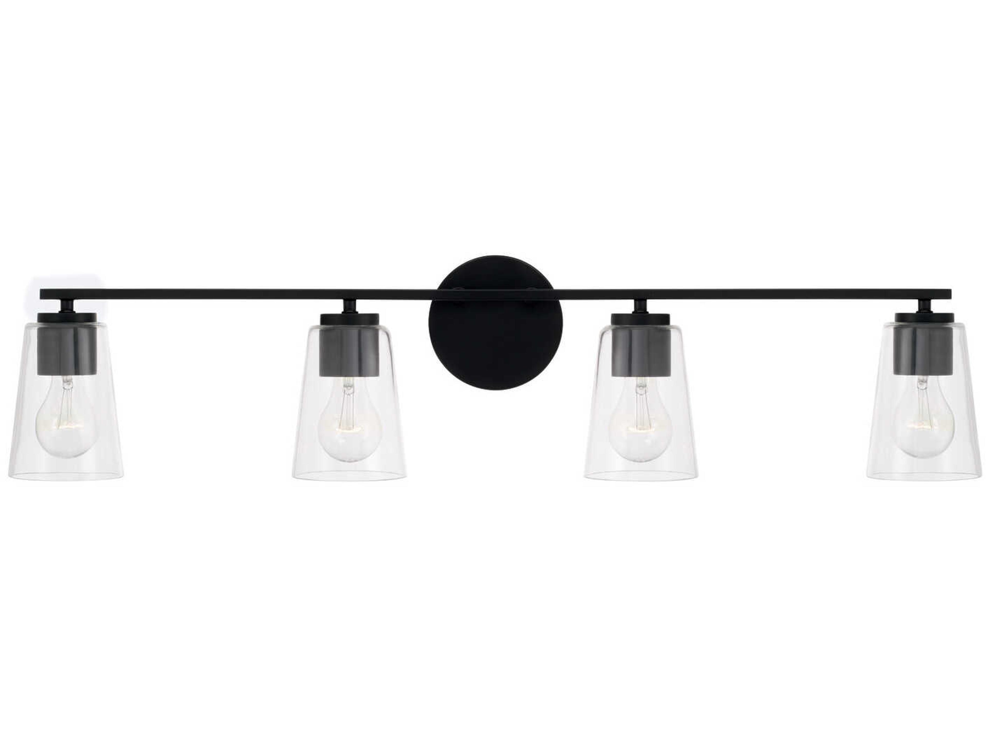 Capital Lighting Portman 4-Light Matte Black Glass Vanity Light