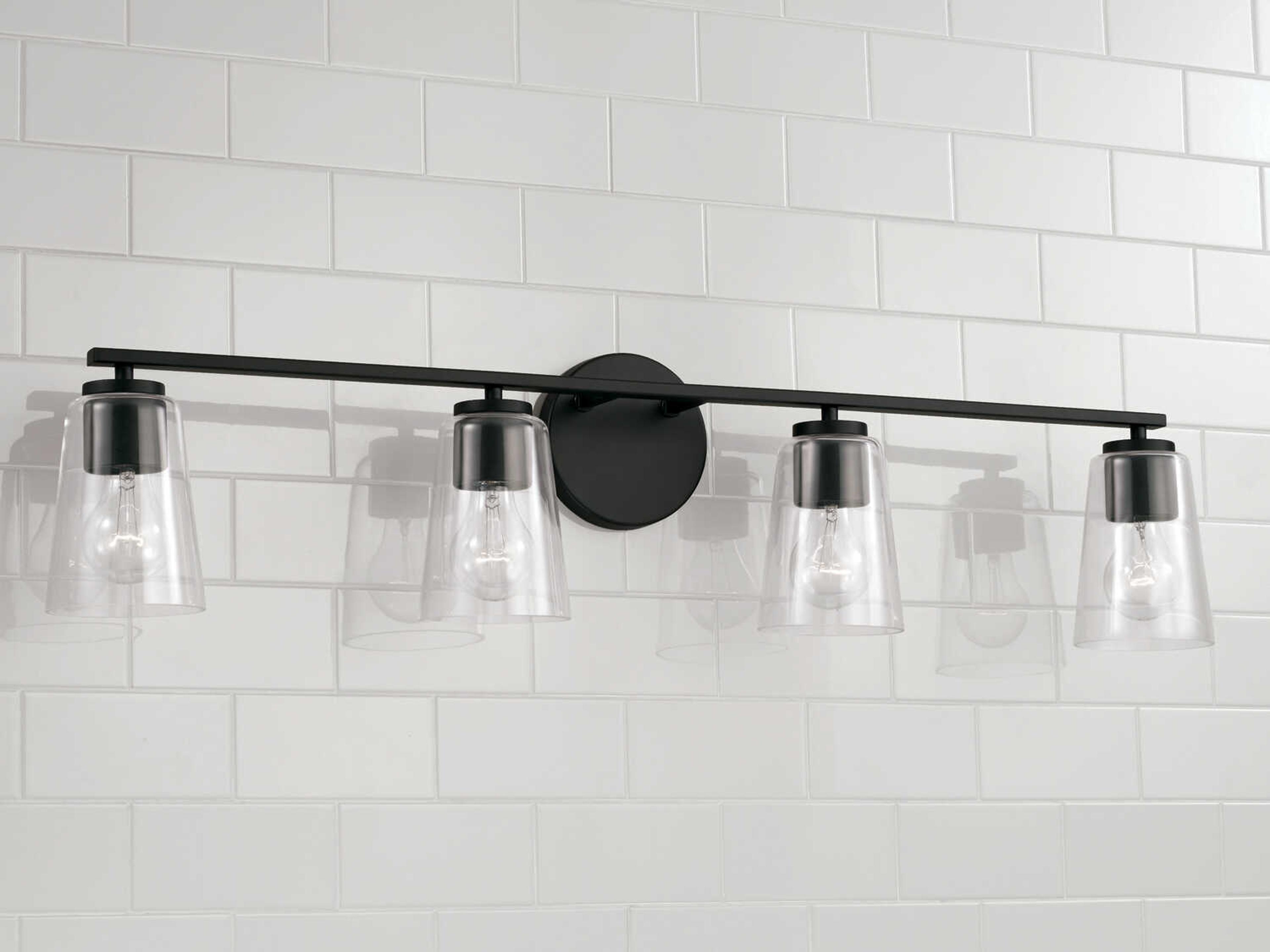 Capital Lighting Portman 4-Light Matte Black Glass Vanity Light