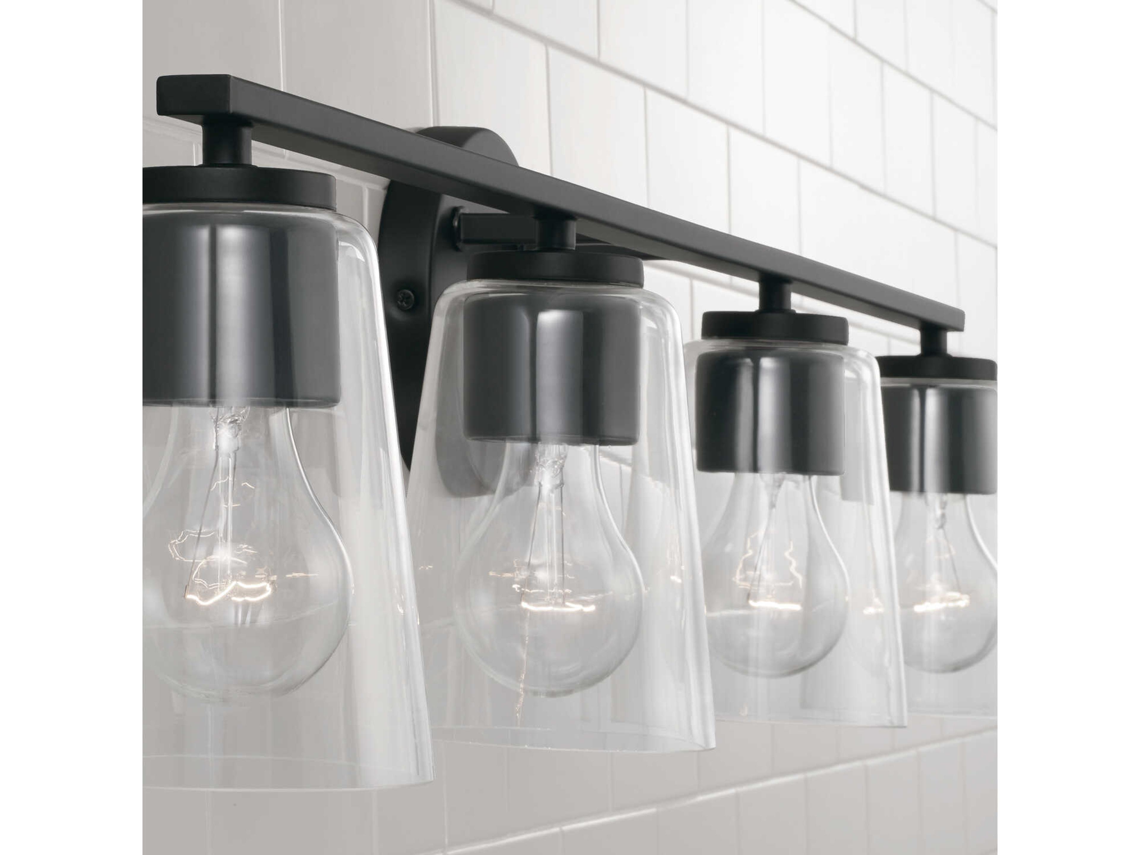 Capital Lighting Portman 4-Light Matte Black Glass Vanity Light