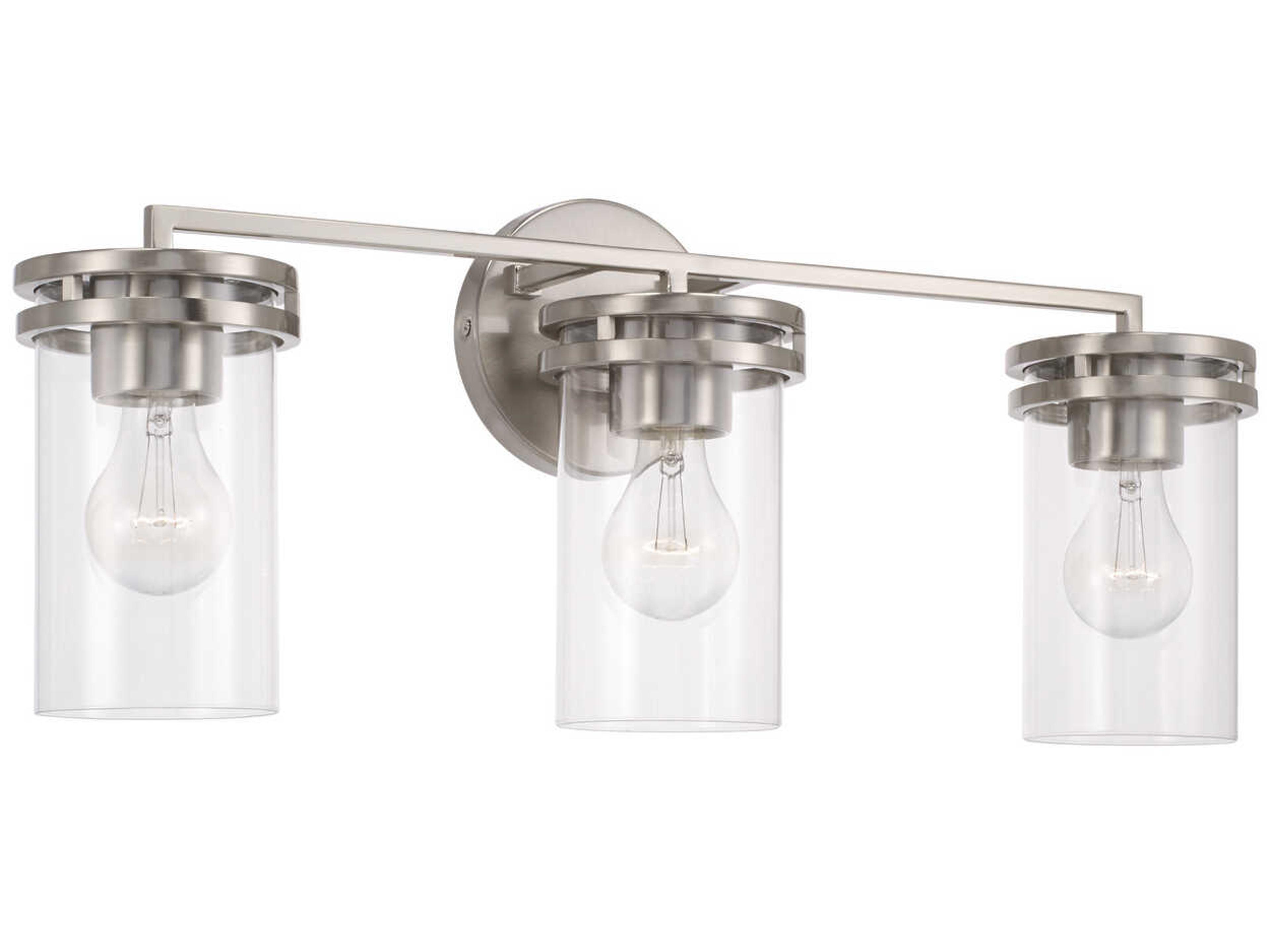 Fuller 3-Light Brushed Nickel Glass Vanity Light