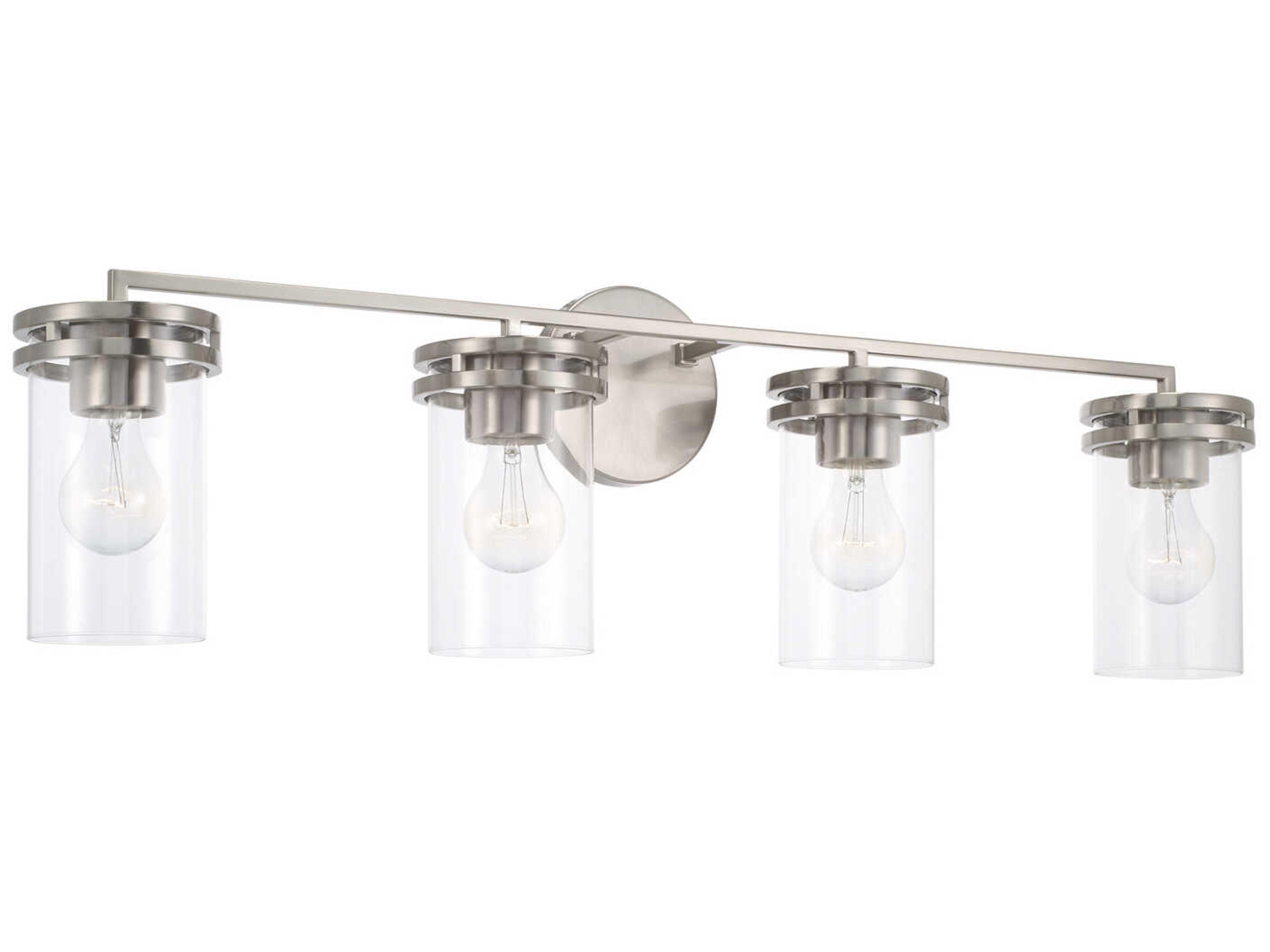 Fuller 4-Light Brushed Nickel Glass Vanity Light