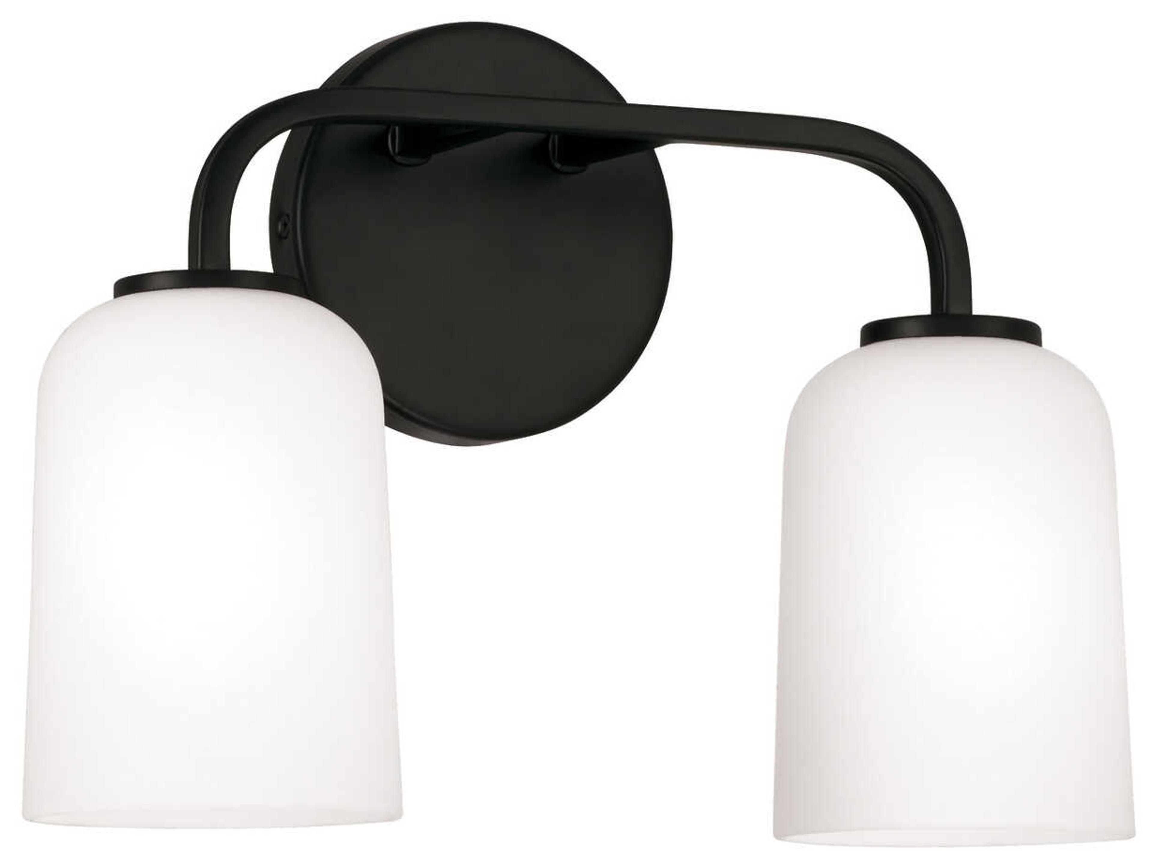 Lawson 2-Light Matte Black Glass Vanity Light