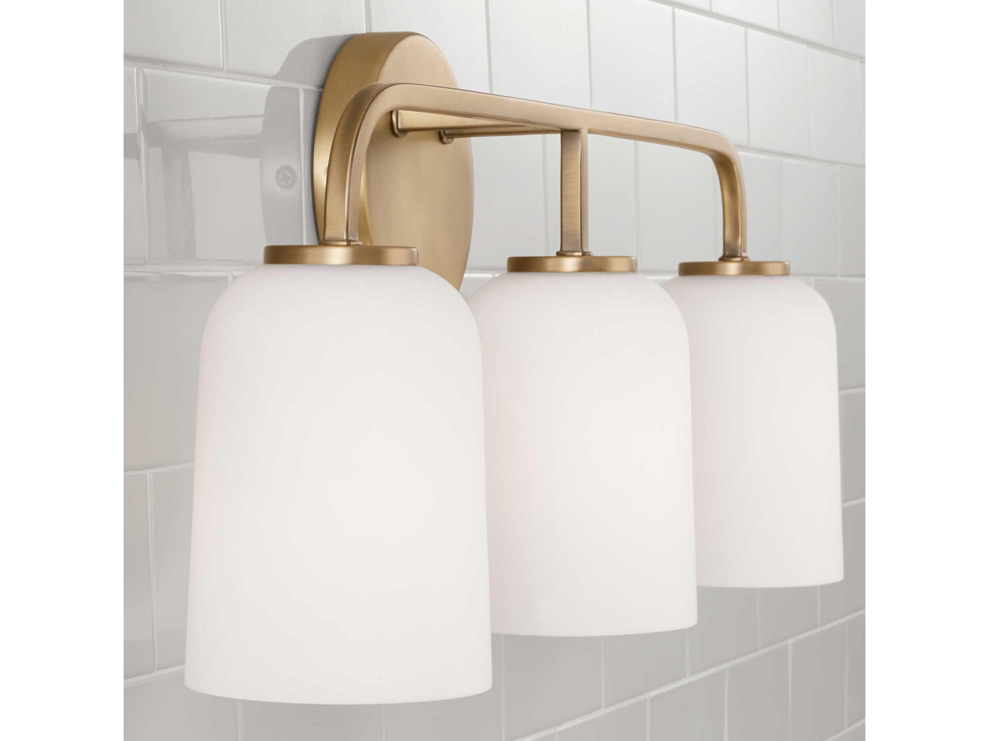 Capital Lighting Lawson 3-Light Aged Brass Glass Vanity Light