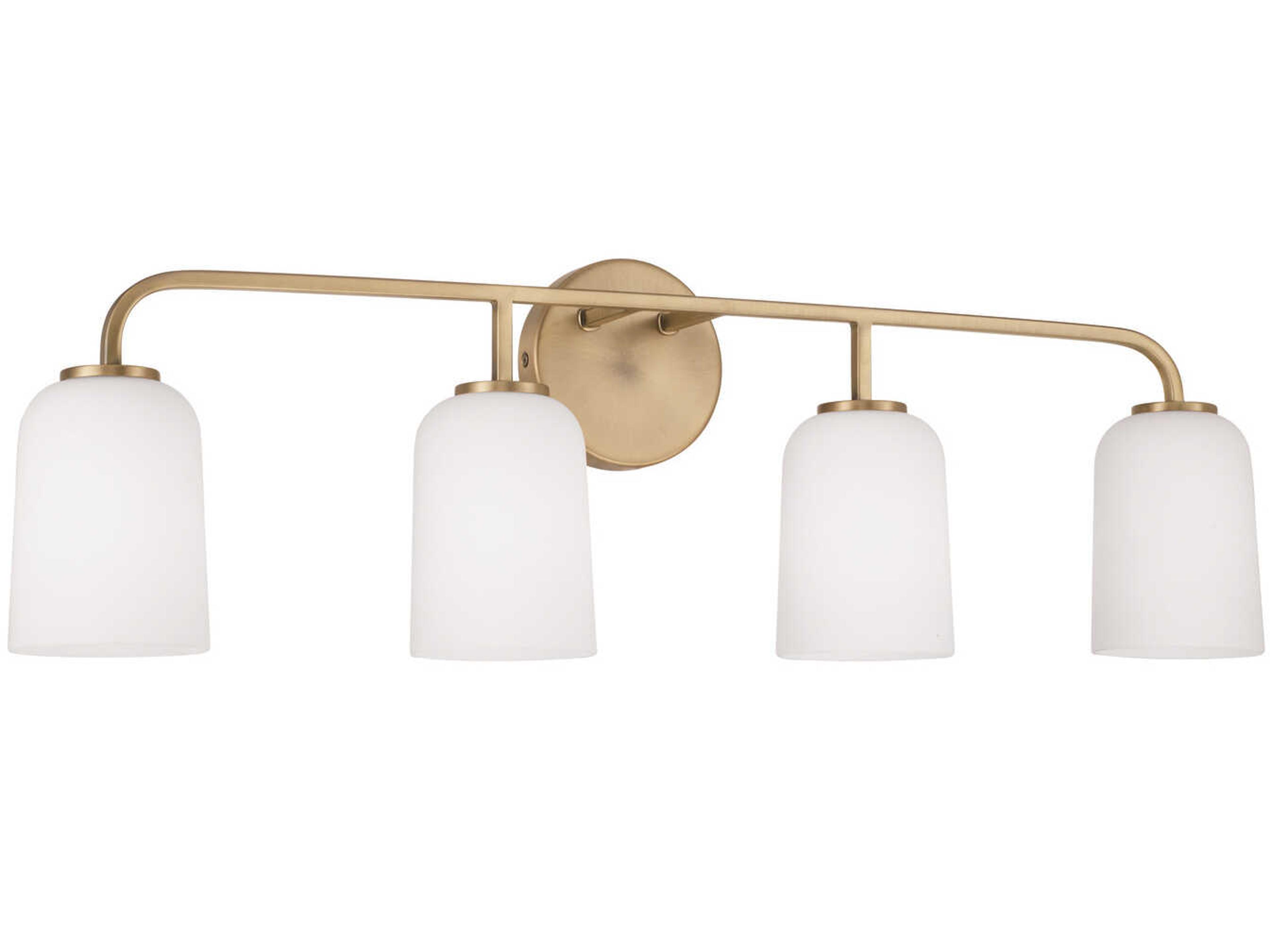 Lawson 4-Light Aged Brass Glass Vanity Light