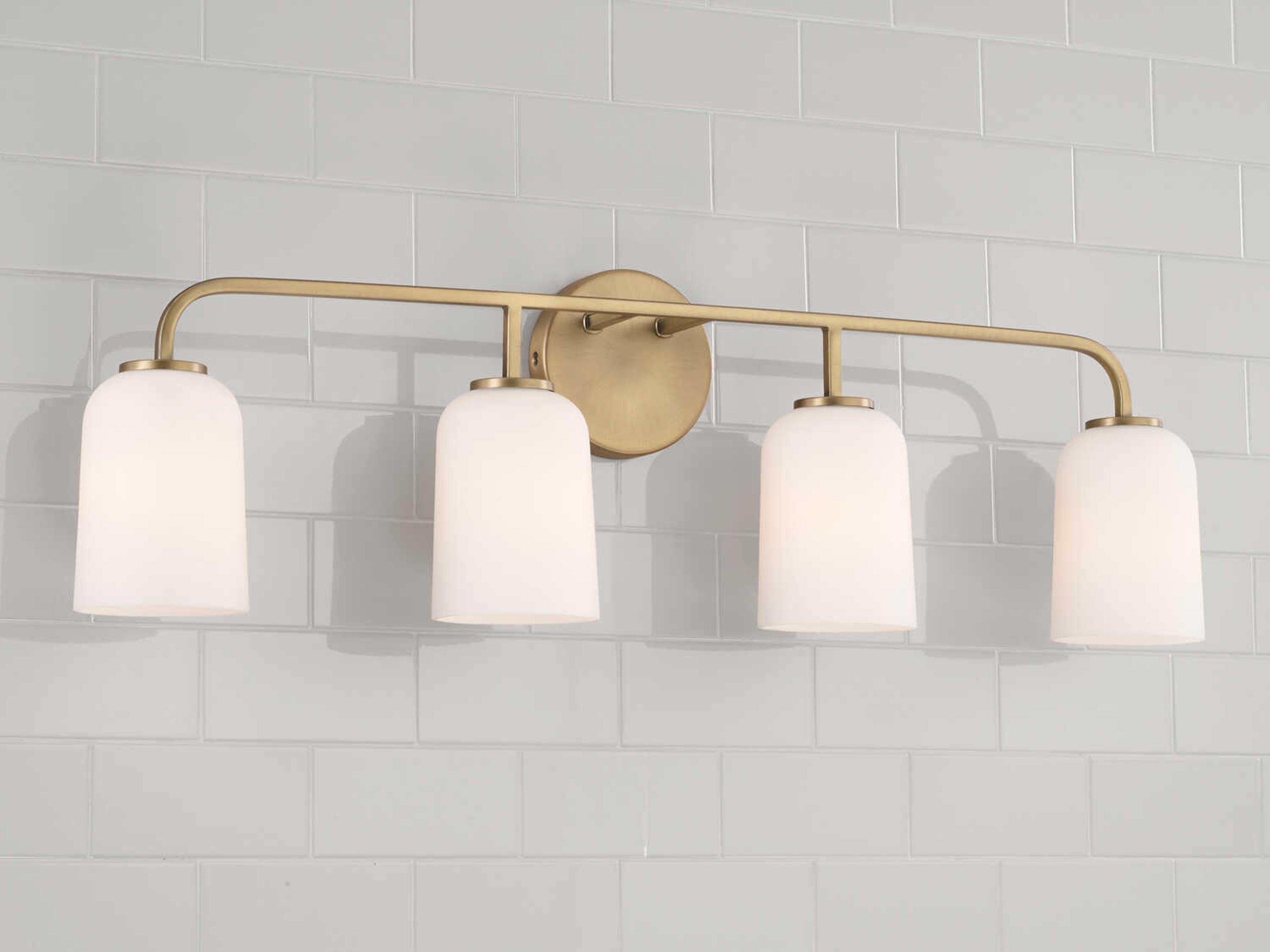 Capital Lighting Lawson 4-Light Aged Brass Glass Vanity Light