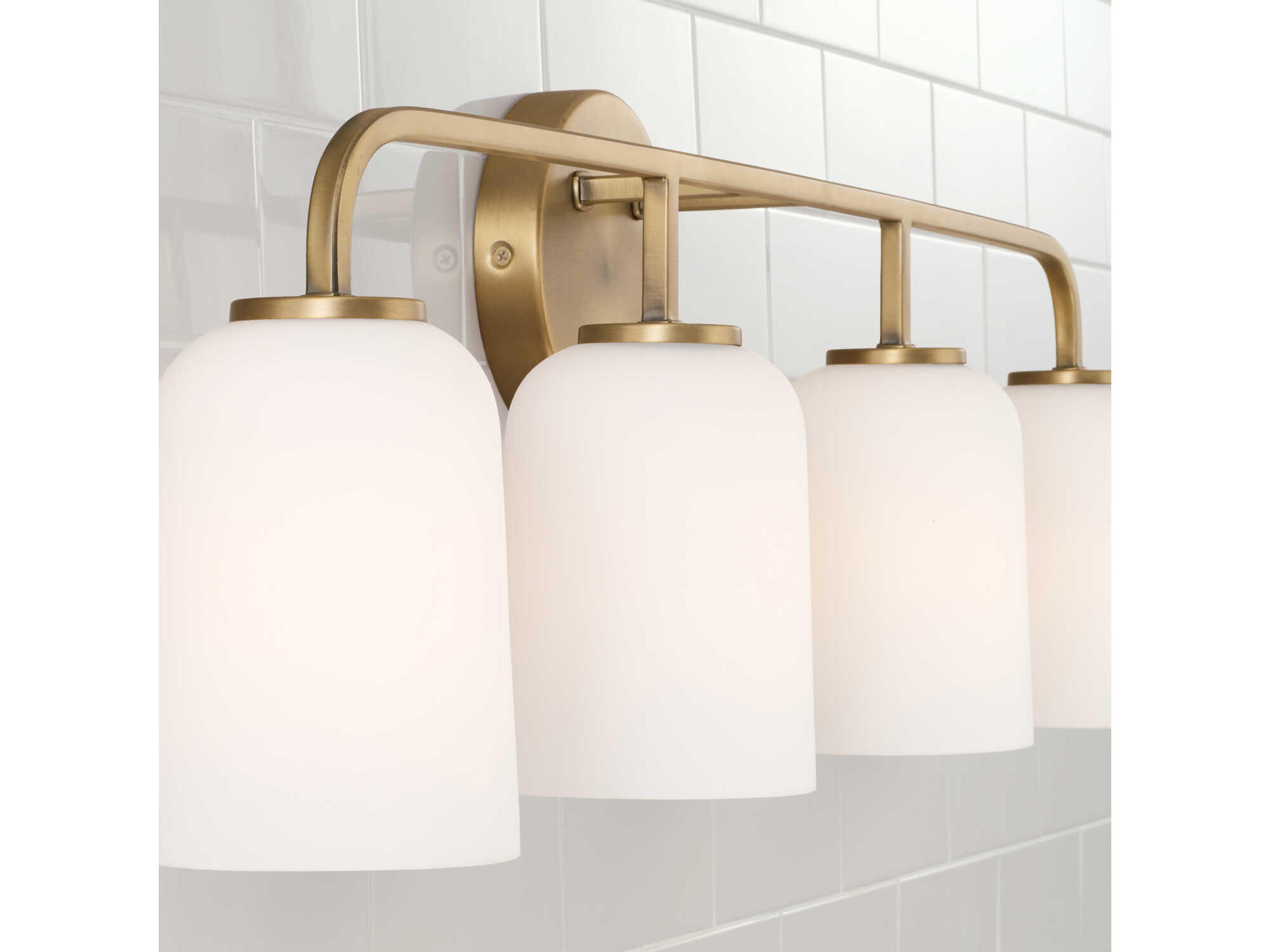 Capital Lighting Lawson 4-Light Aged Brass Glass Vanity Light