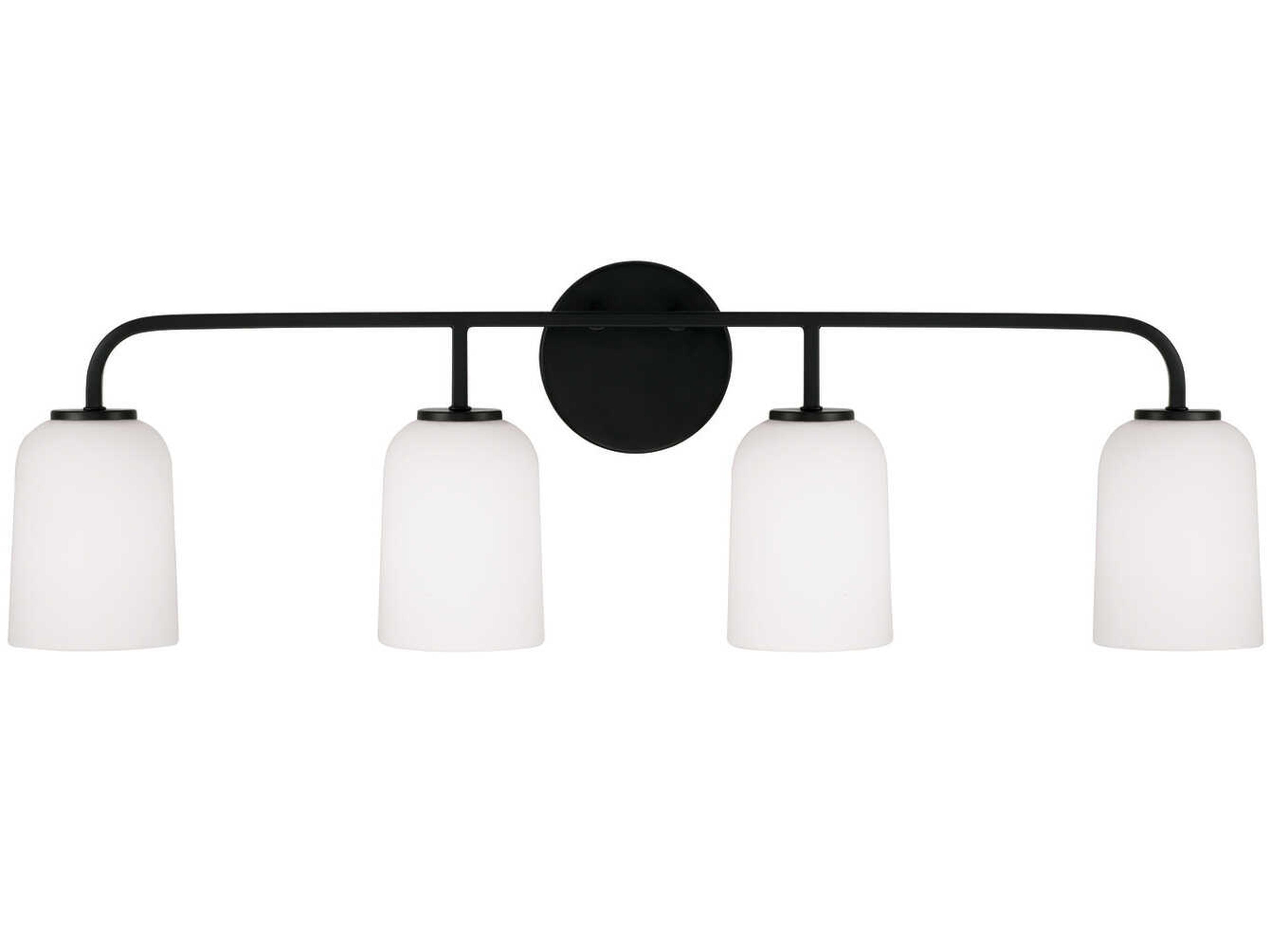 Capital Lighting Lawson 4-Light Matte Black Glass Vanity Light