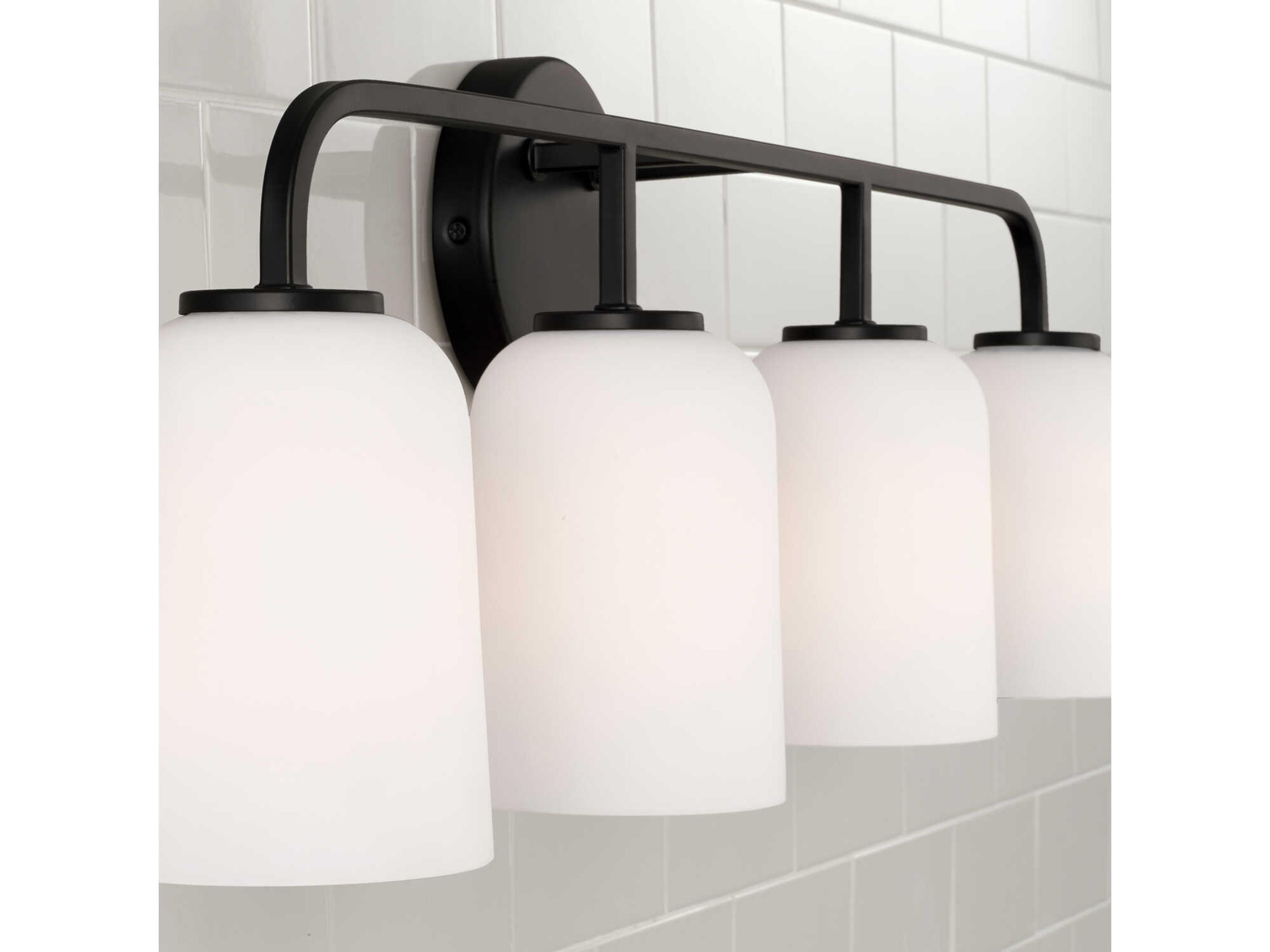 Capital Lighting Lawson 4-Light Matte Black Glass Vanity Light