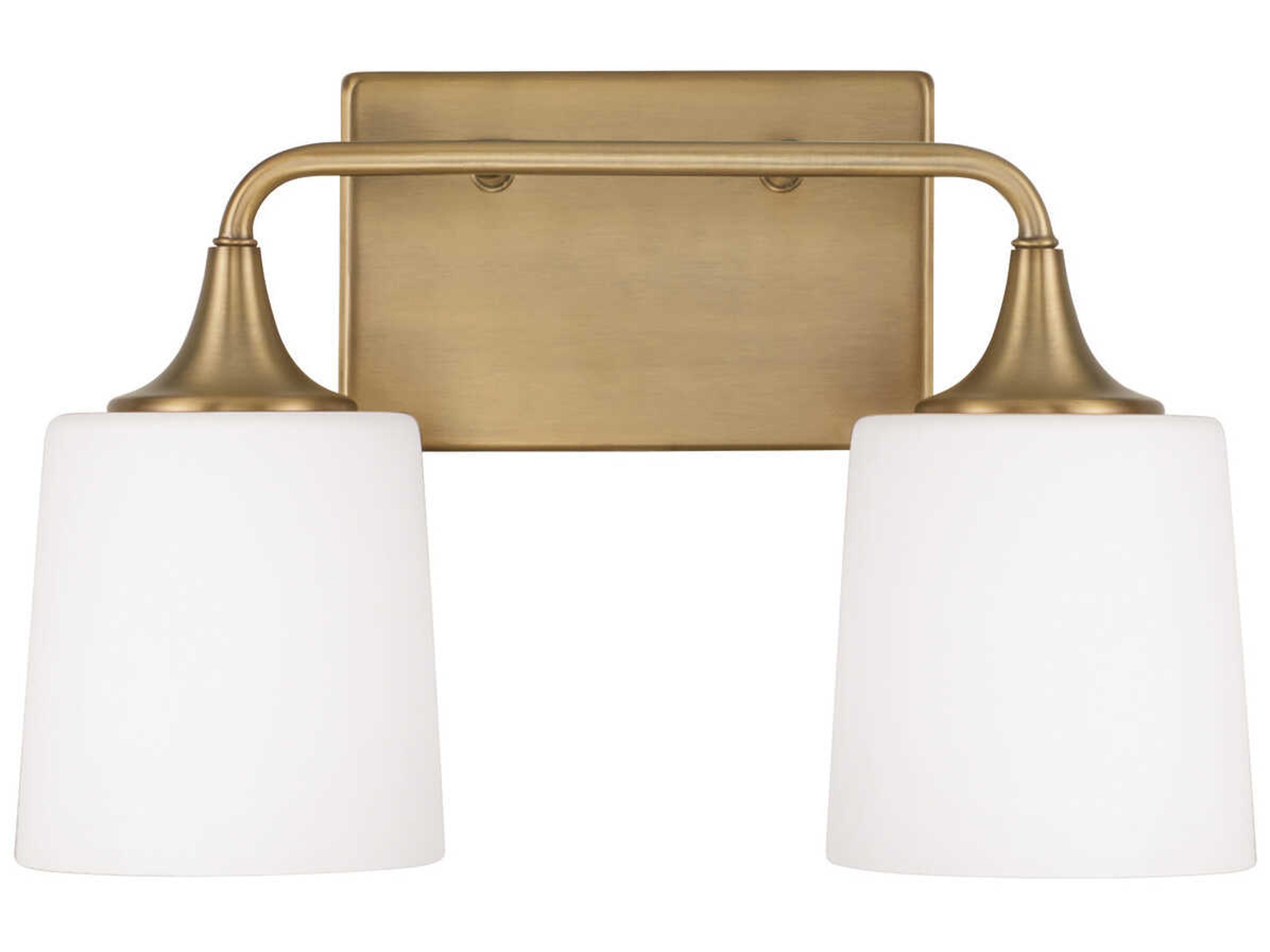 Capital Lighting Presley 2-Light Aged Brass Glass Vanity Light