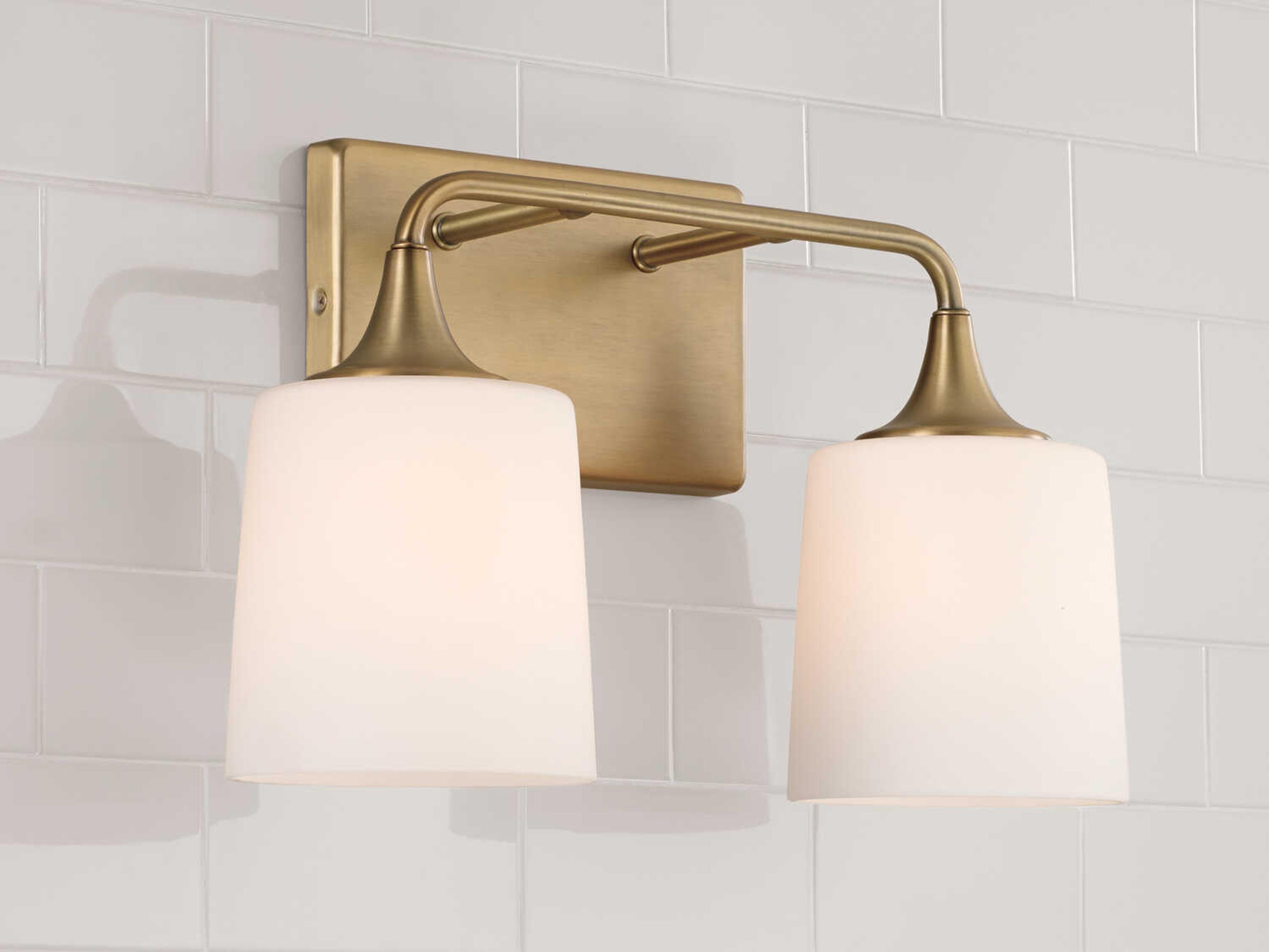 Capital Lighting Presley 2-Light Aged Brass Glass Vanity Light
