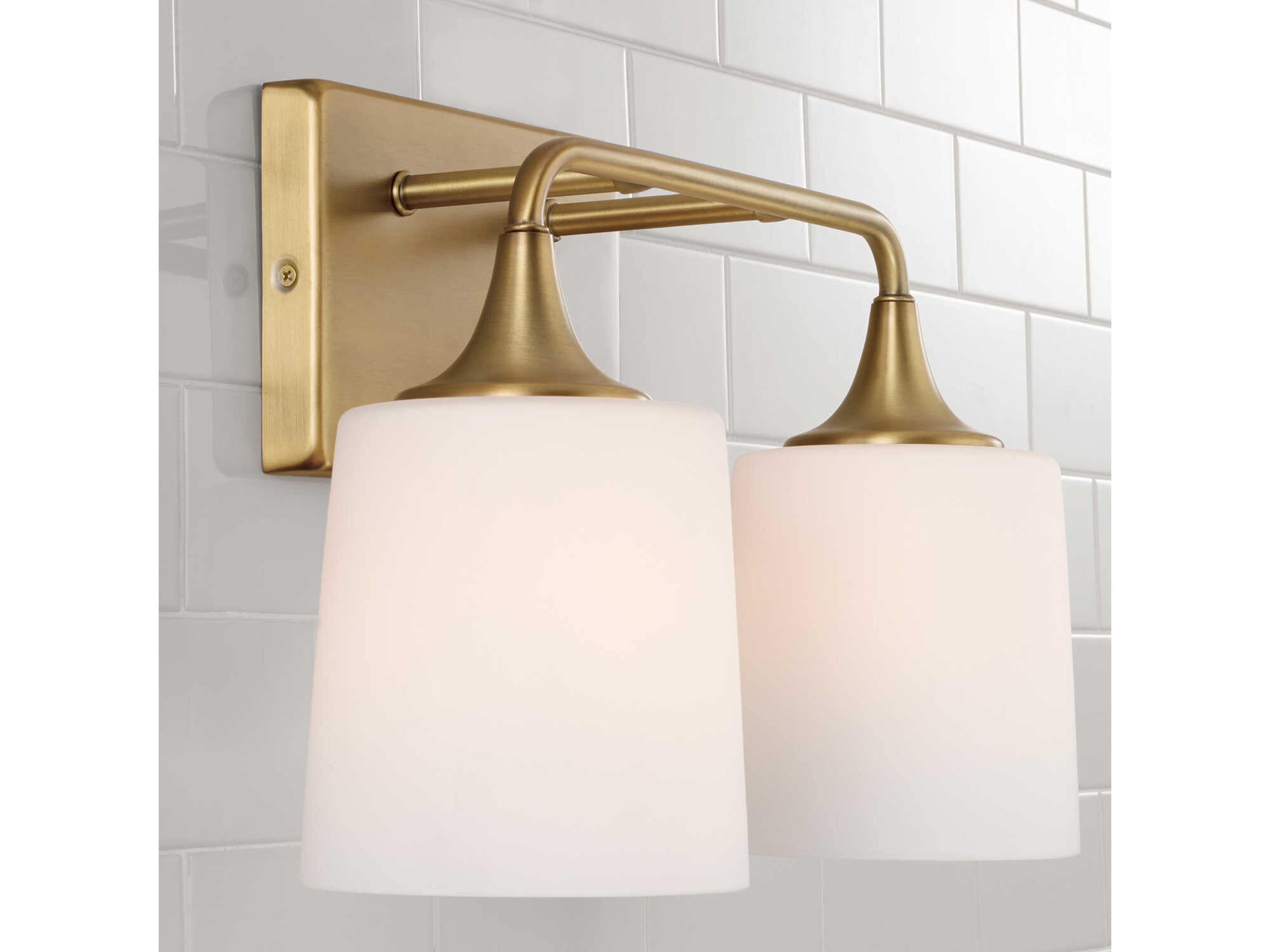 Capital Lighting Presley 2-Light Aged Brass Glass Vanity Light