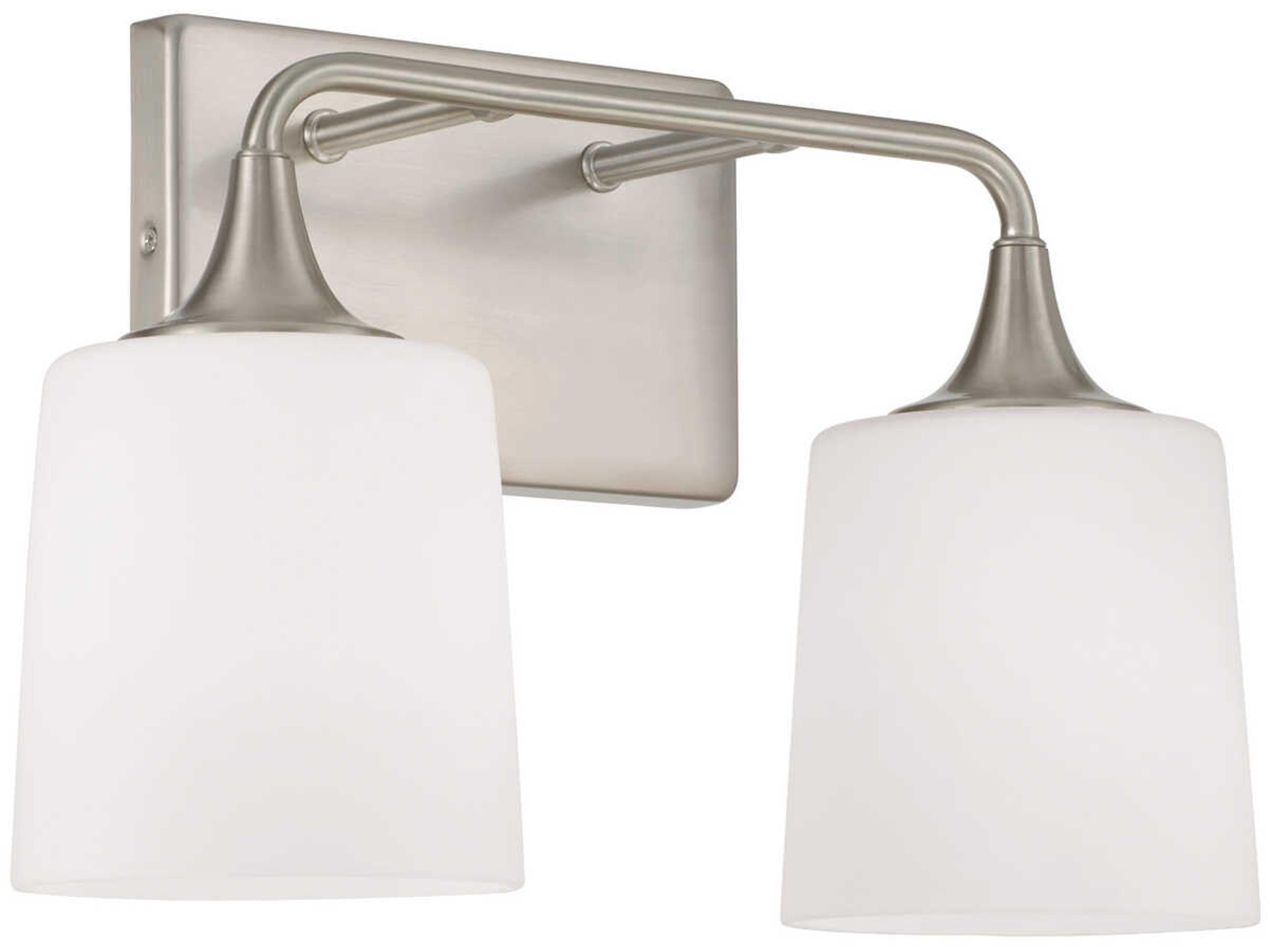 Presley 2-Light Brushed Nickel Glass Vanity Light