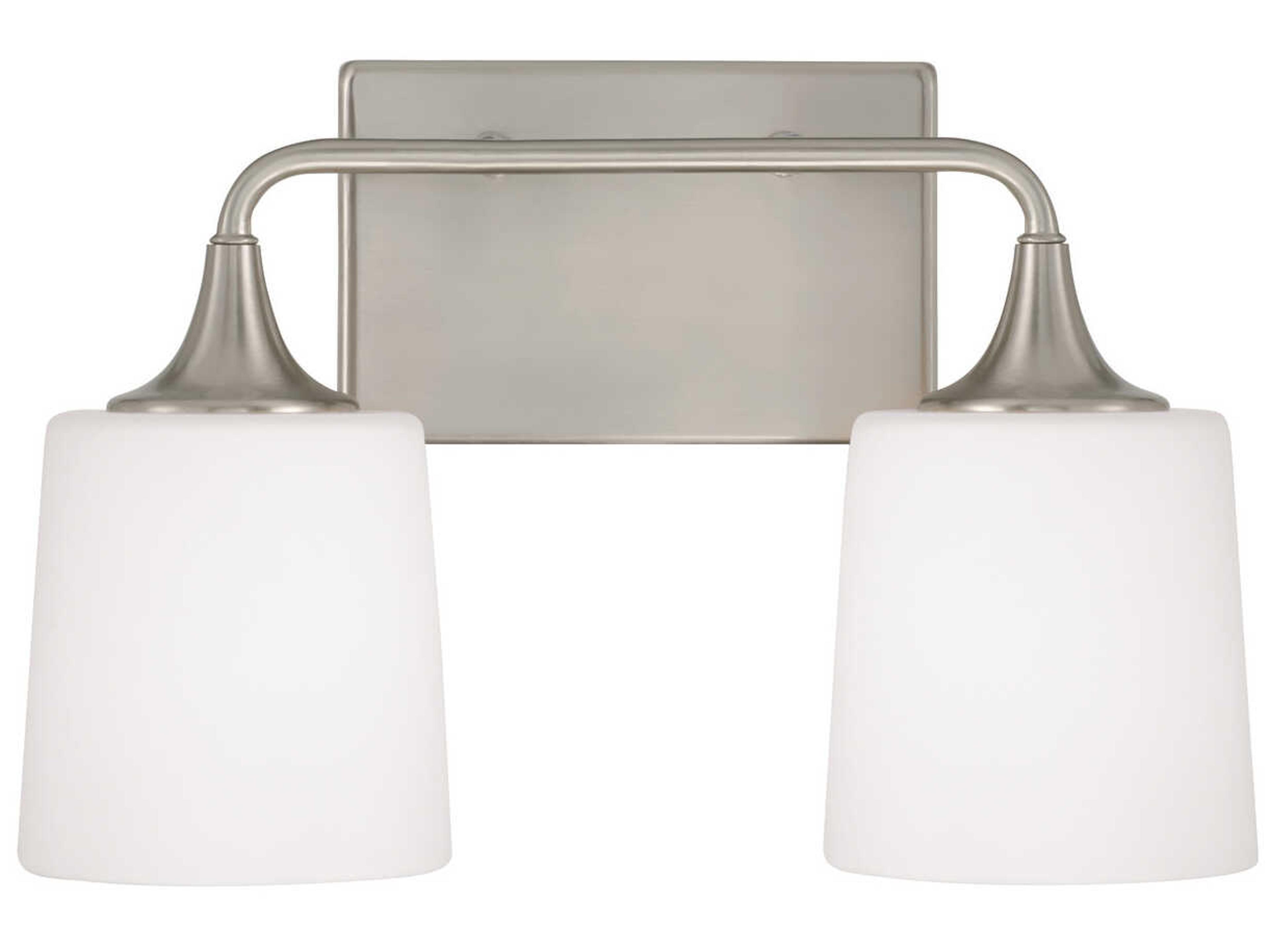 Capital Lighting Presley 2-Light Brushed Nickel Glass Vanity Light
