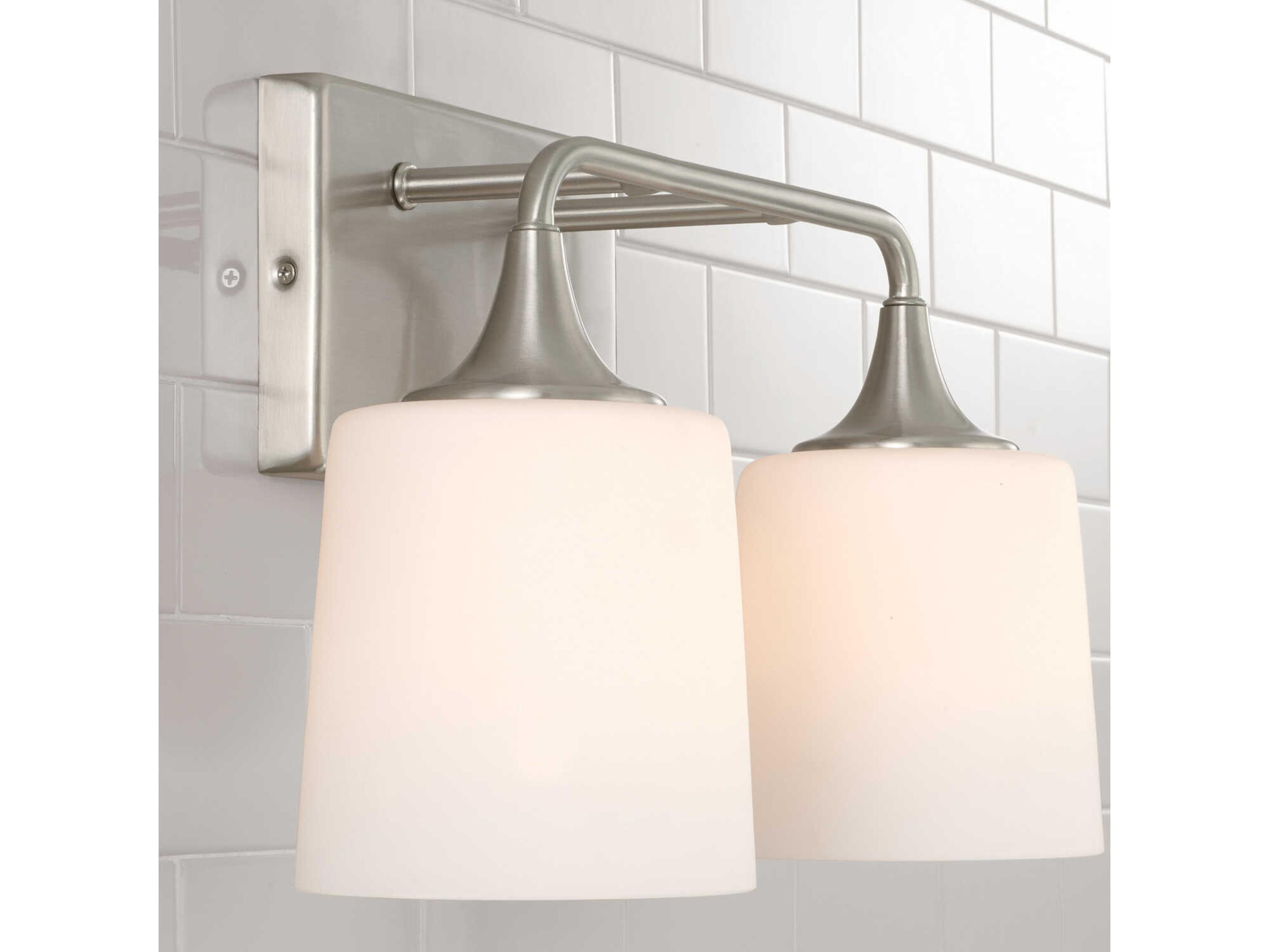 Capital Lighting Presley 2-Light Brushed Nickel Glass Vanity Light
