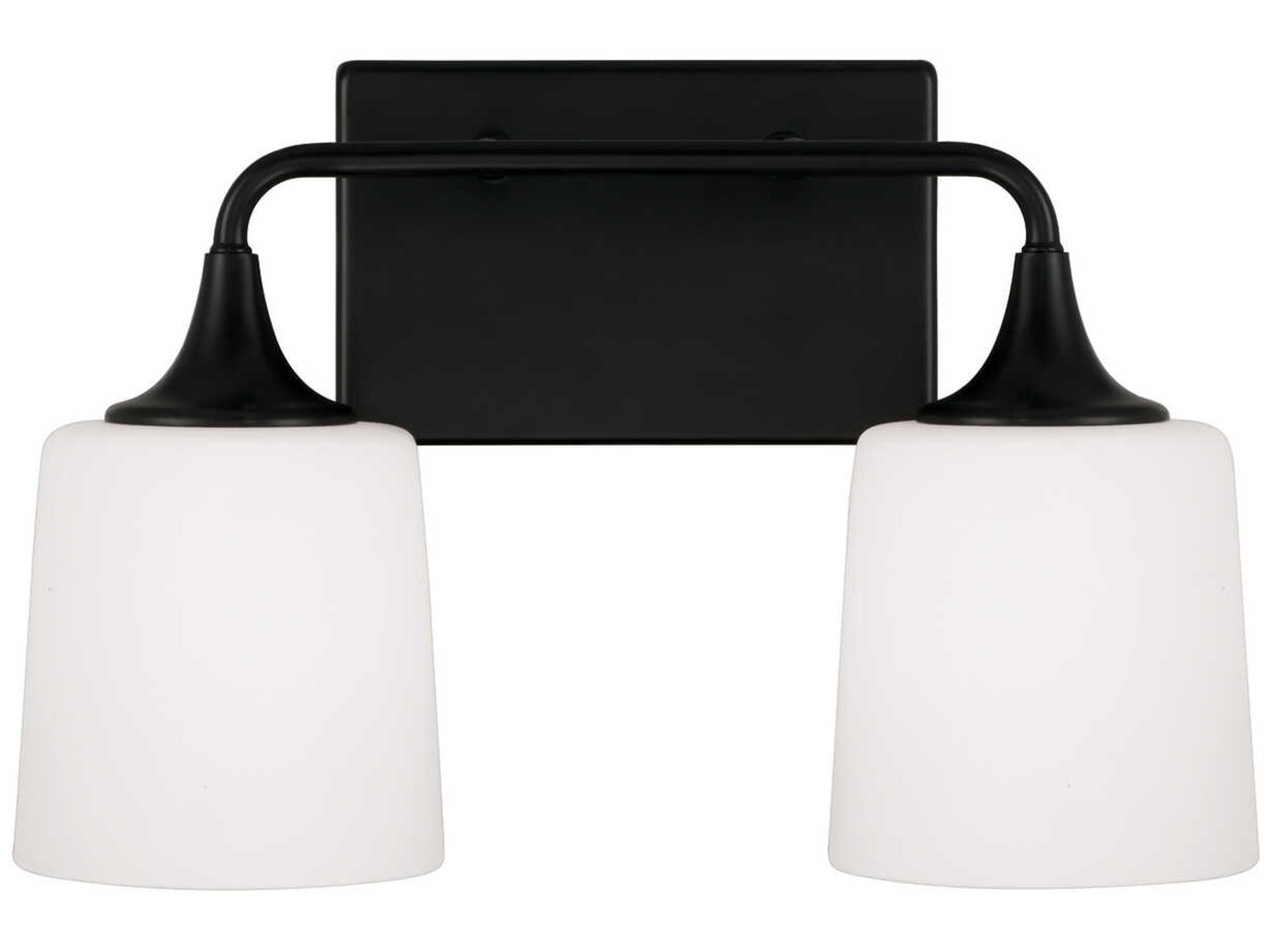 Capital Lighting Presley 2-Light Matte Black Glass Vanity Light