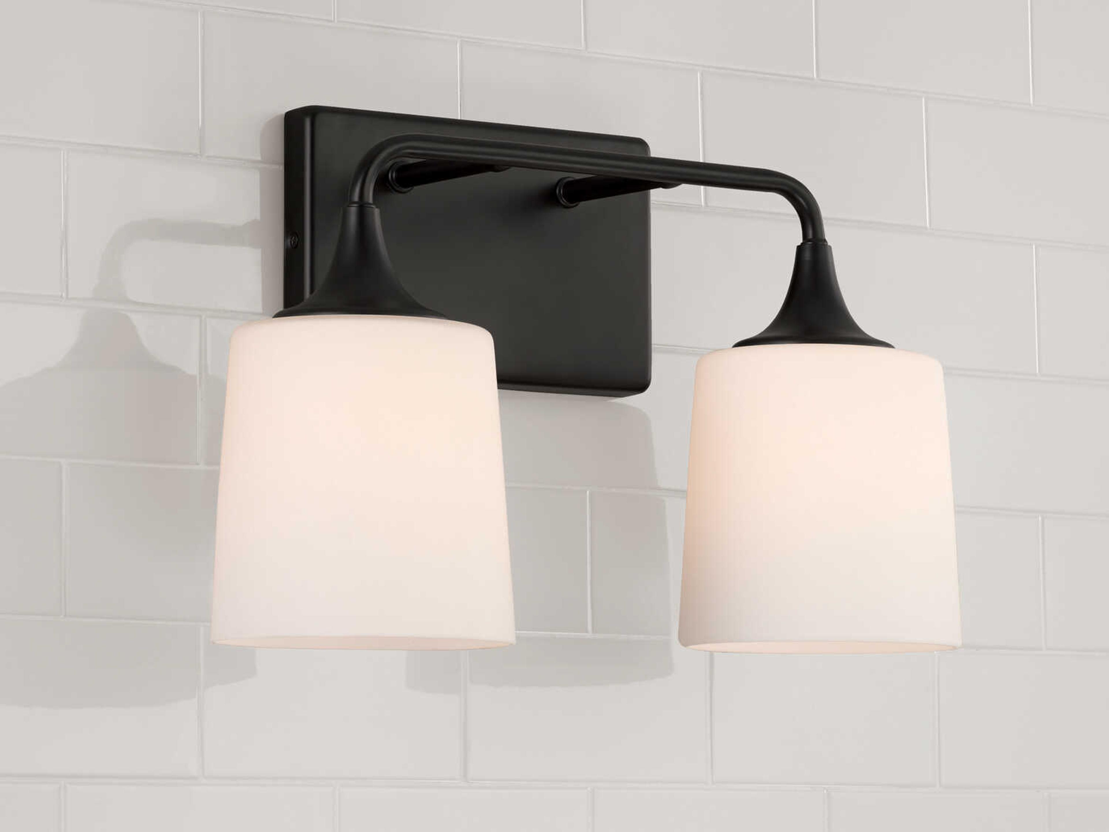 Capital Lighting Presley 2-Light Matte Black Glass Vanity Light