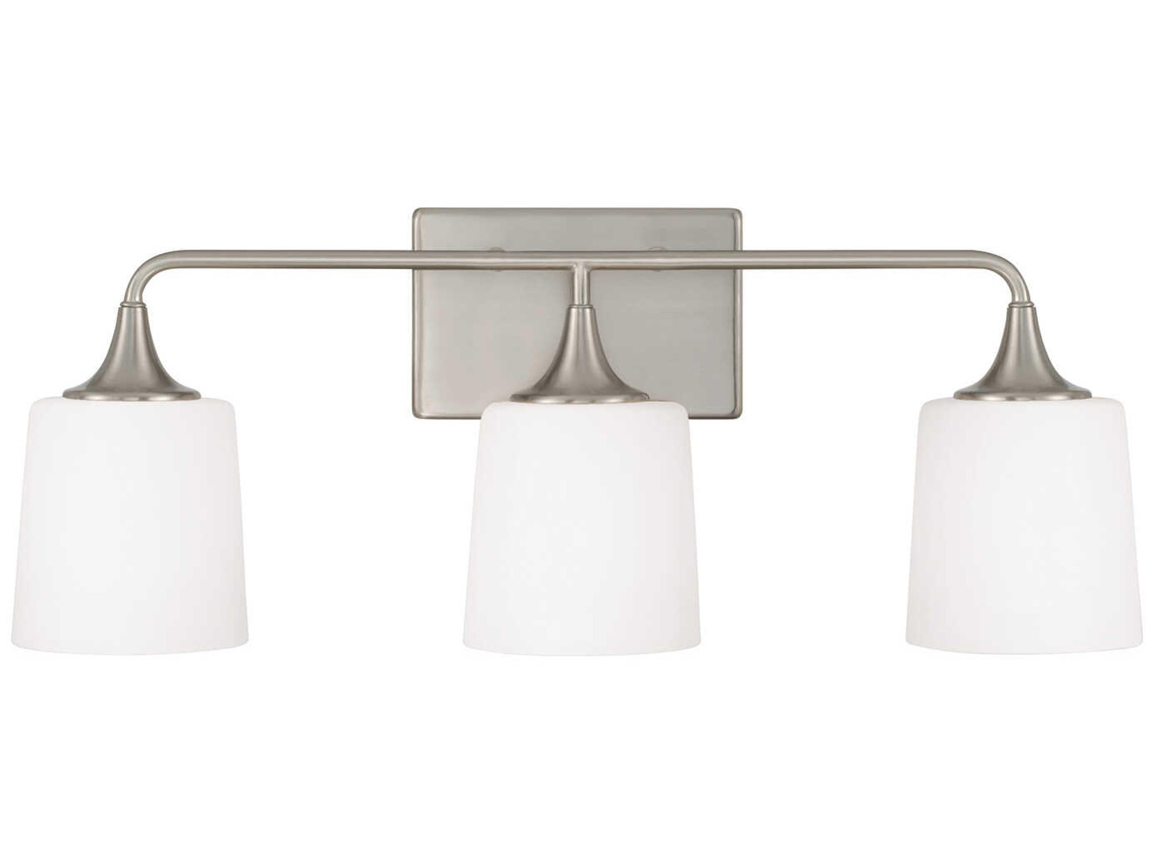 Capital Lighting Presley 3-Light Brushed Nickel Glass Vanity Light