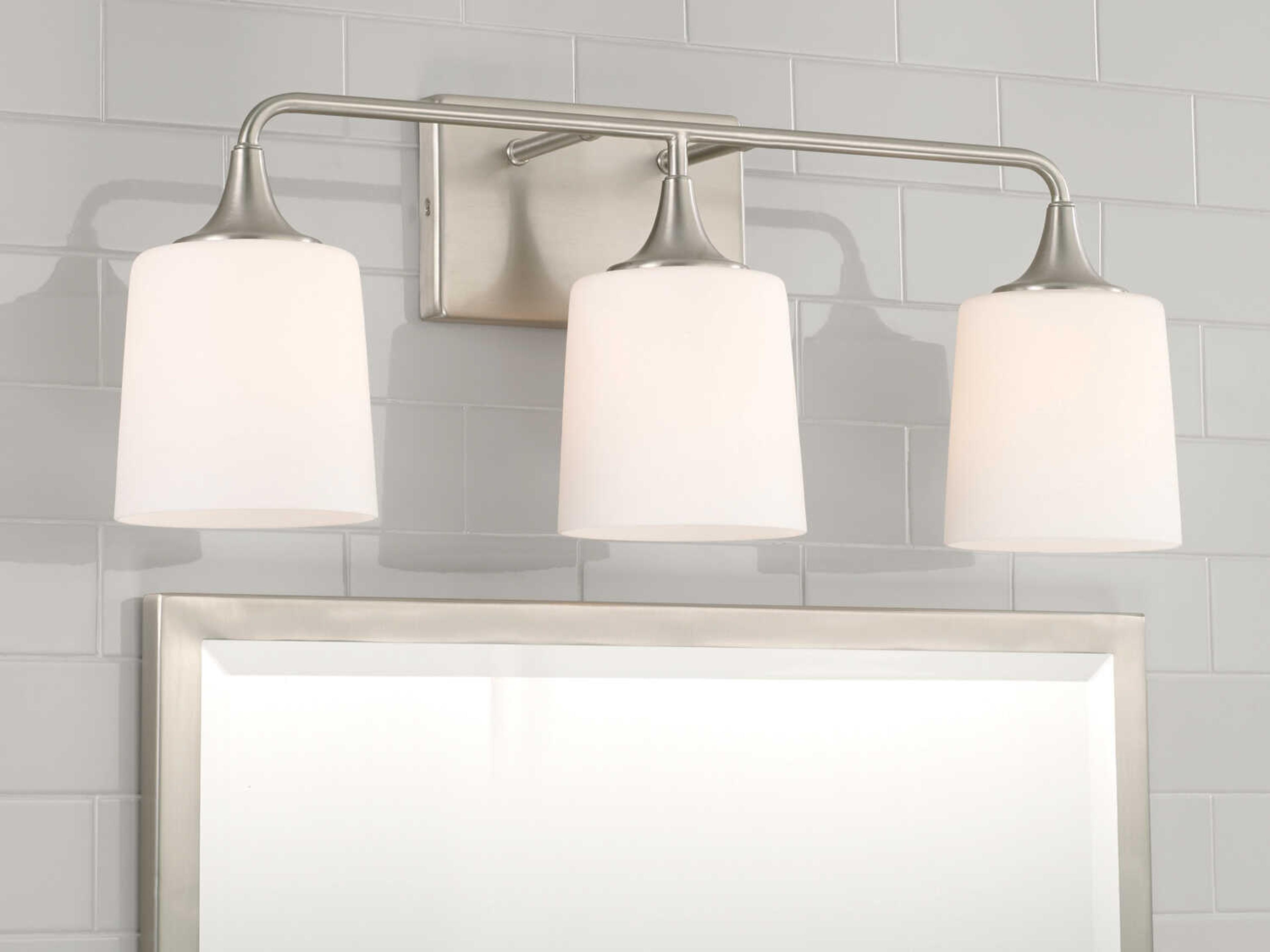 Capital Lighting Presley 3-Light Brushed Nickel Glass Vanity Light