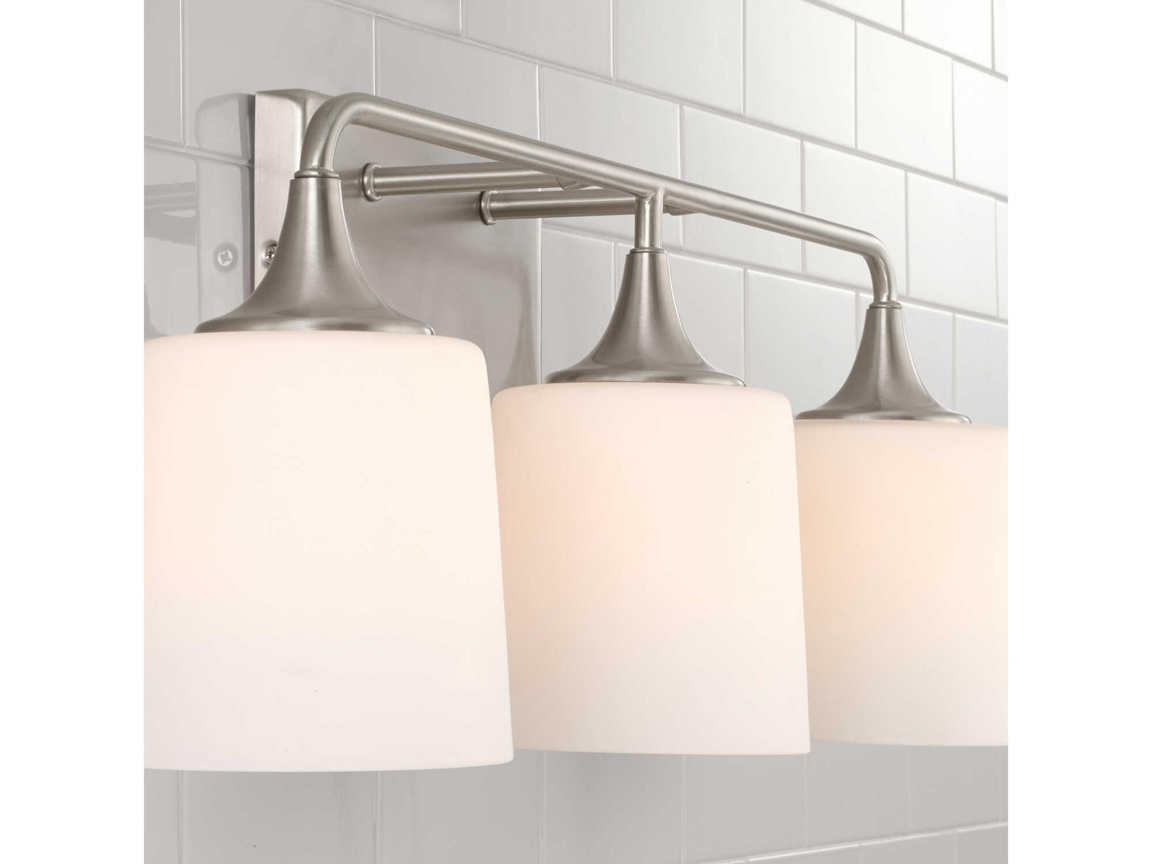 Capital Lighting Presley 3-Light Brushed Nickel Glass Vanity Light