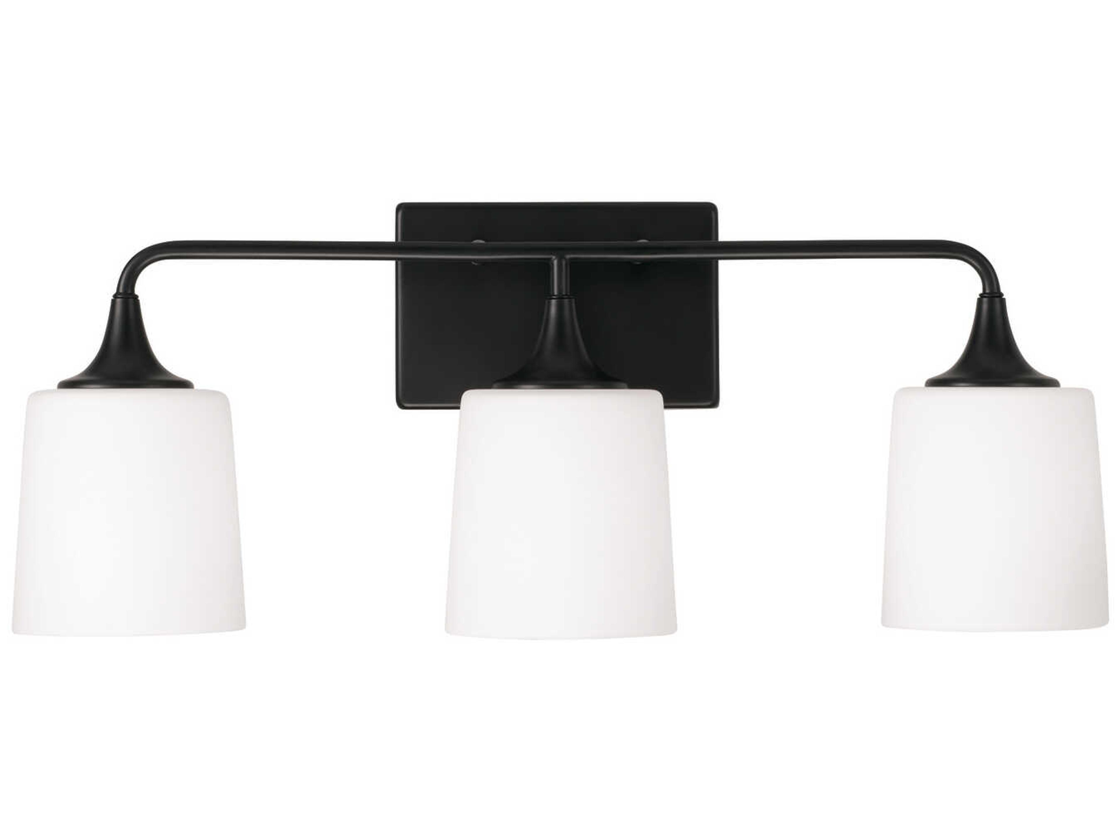 Capital Lighting Presley 3-Light Matte Black Glass Vanity Light