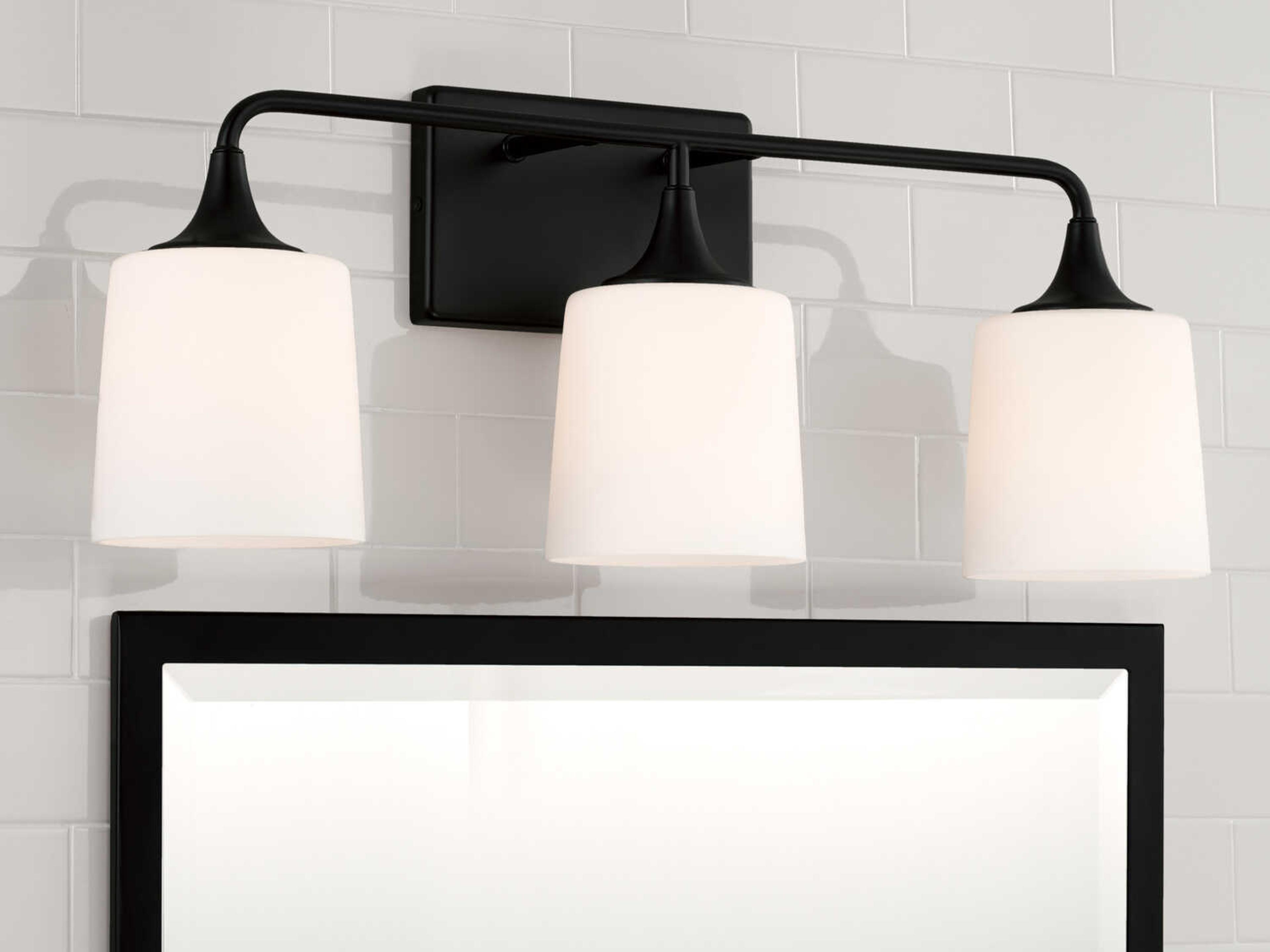 Capital Lighting Presley 3-Light Matte Black Glass Vanity Light