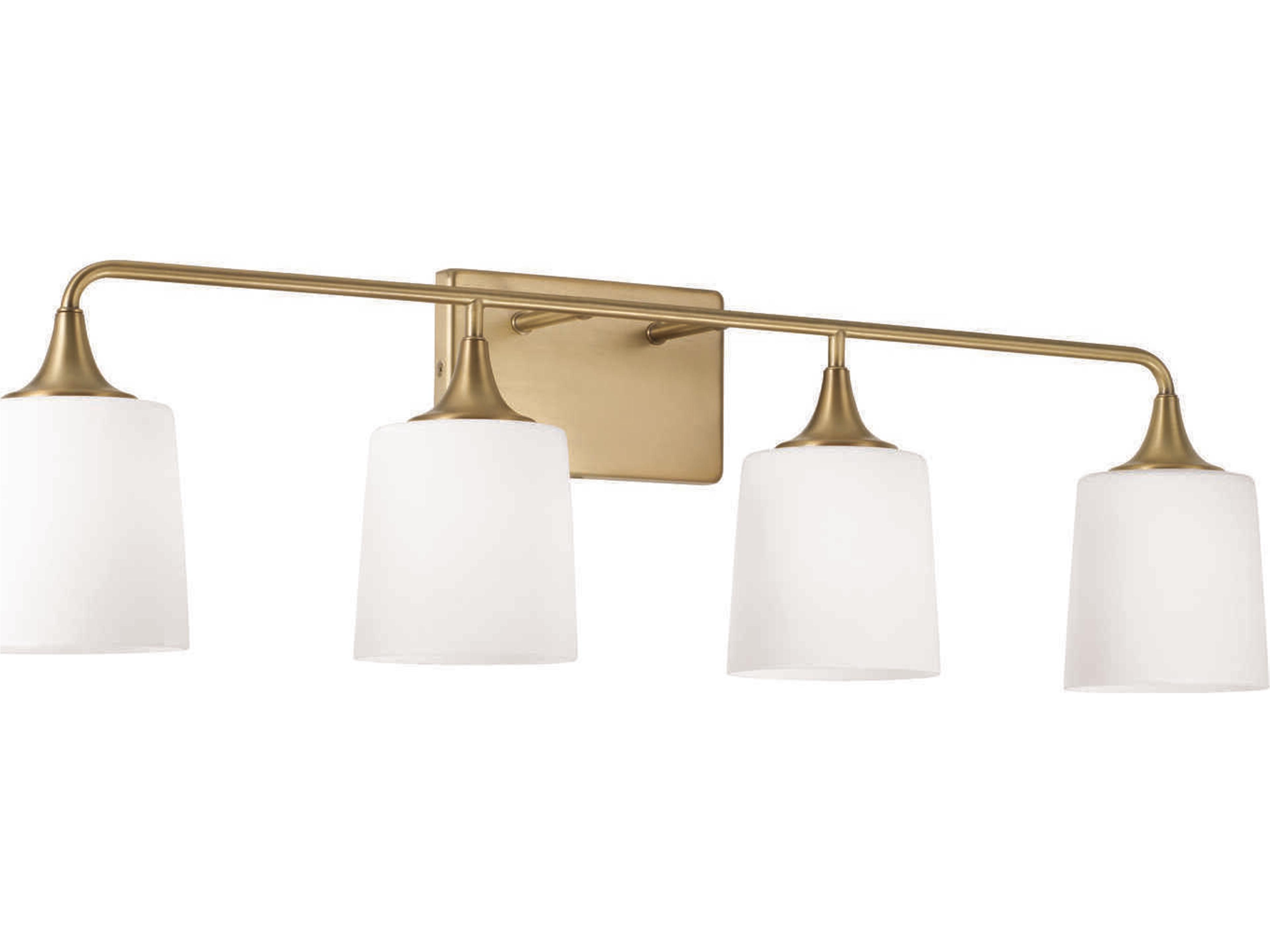 Presley 4-Light Aged Brass Glass Vanity Light