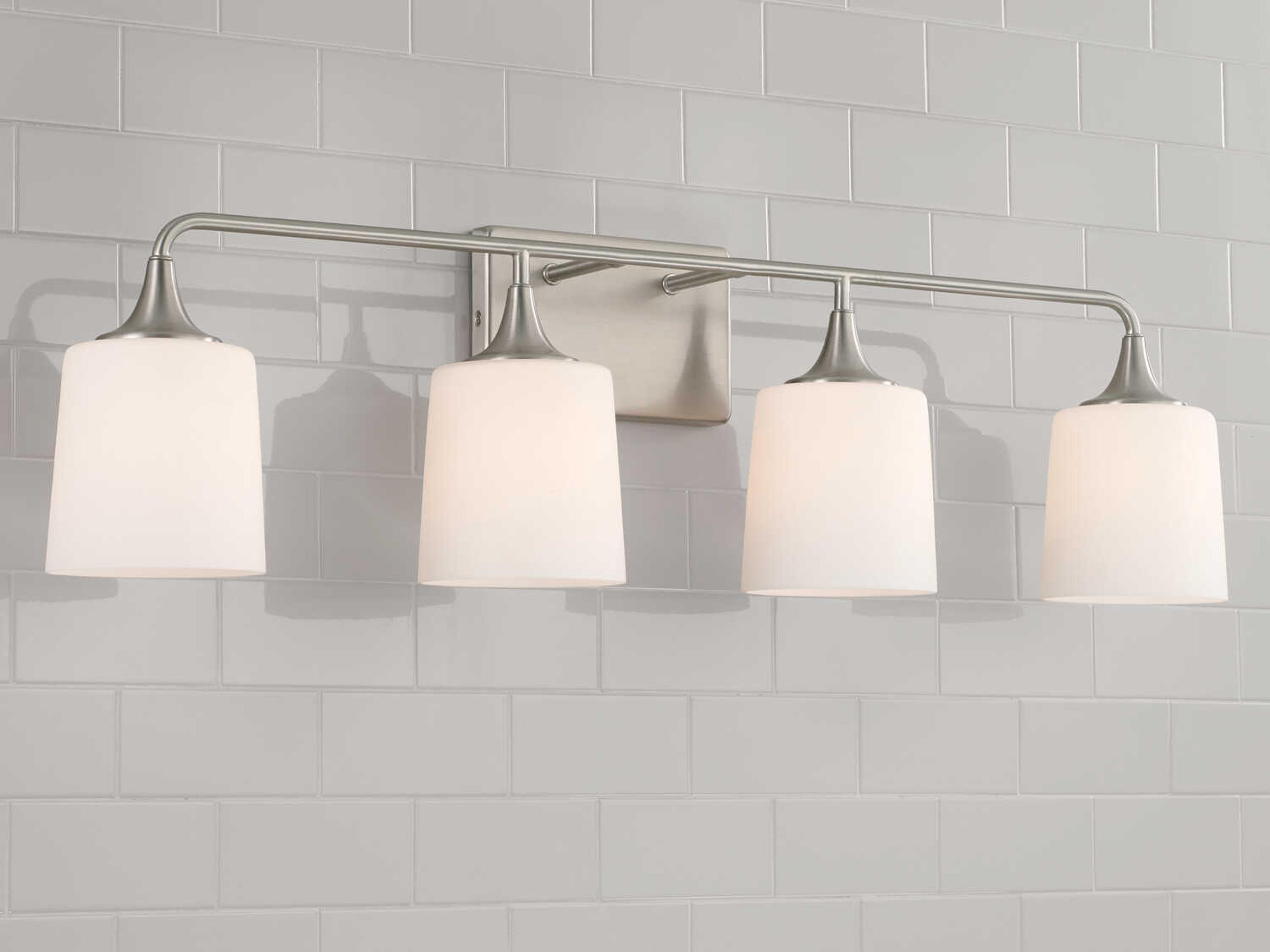 Capital Lighting Presley 4-Light Brushed Nickel Glass Vanity Light