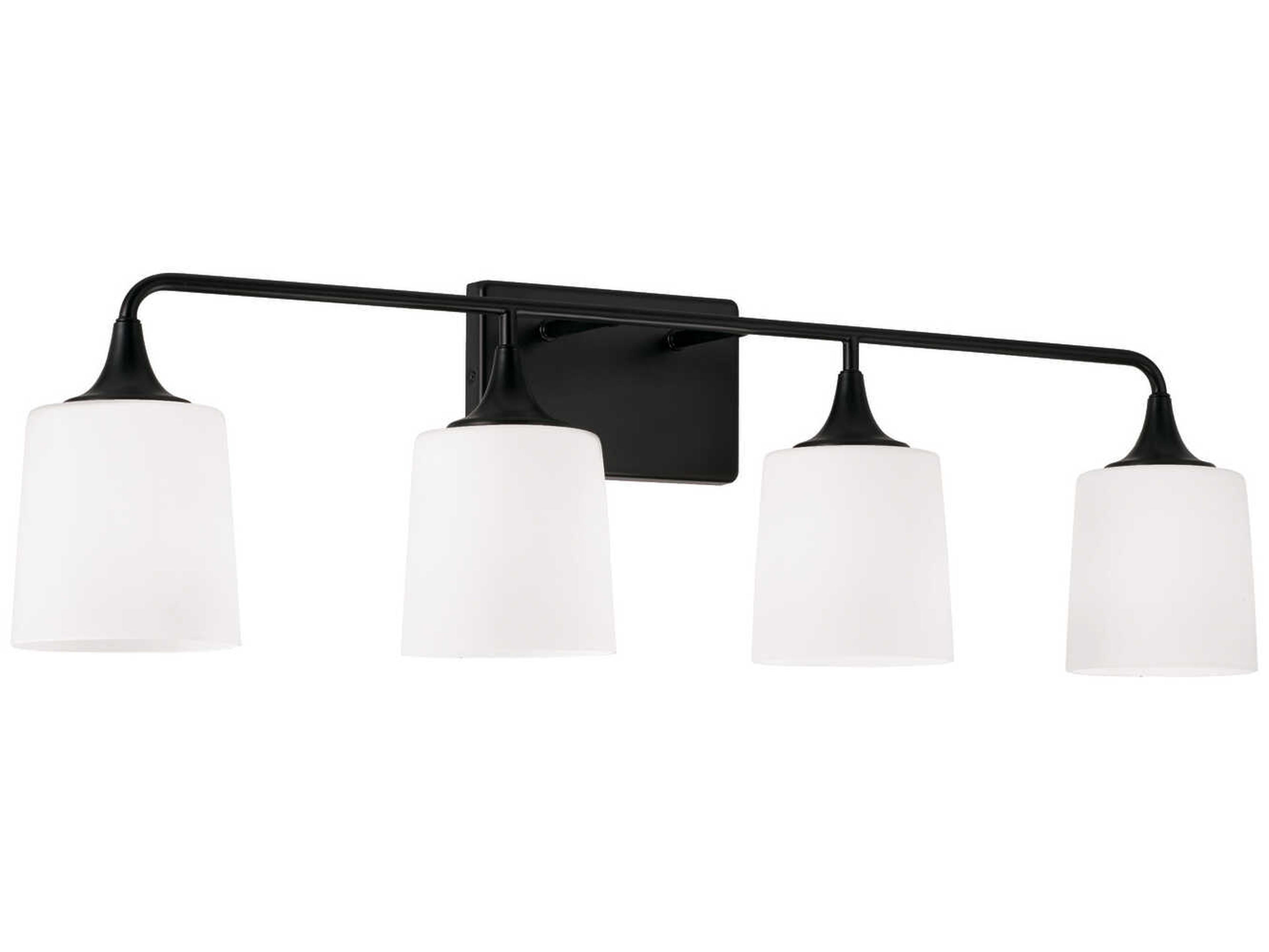 Presley 4-Light Matte Black Glass Vanity Light
