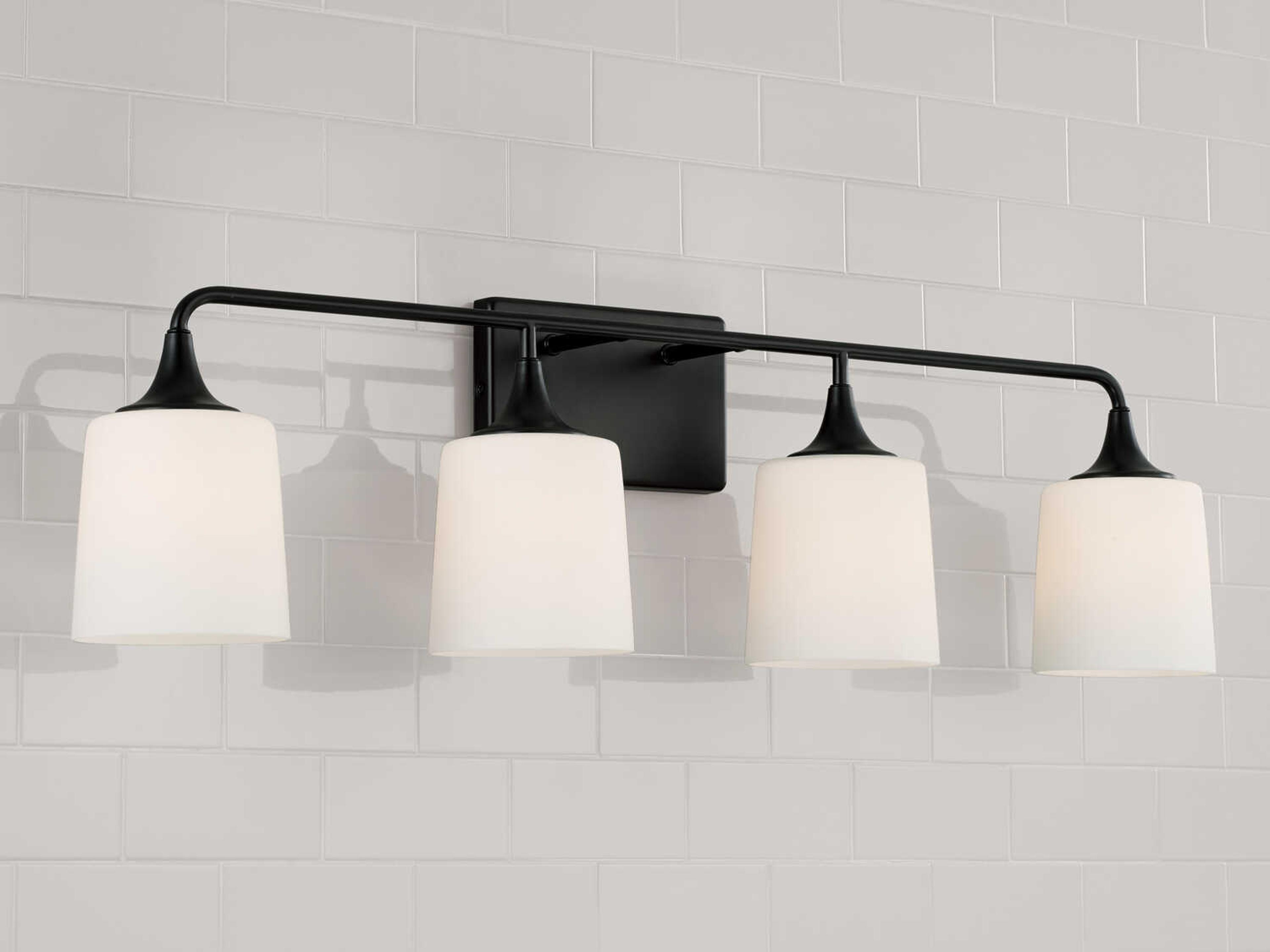 Capital Lighting Presley 4-Light Matte Black Glass Vanity Light