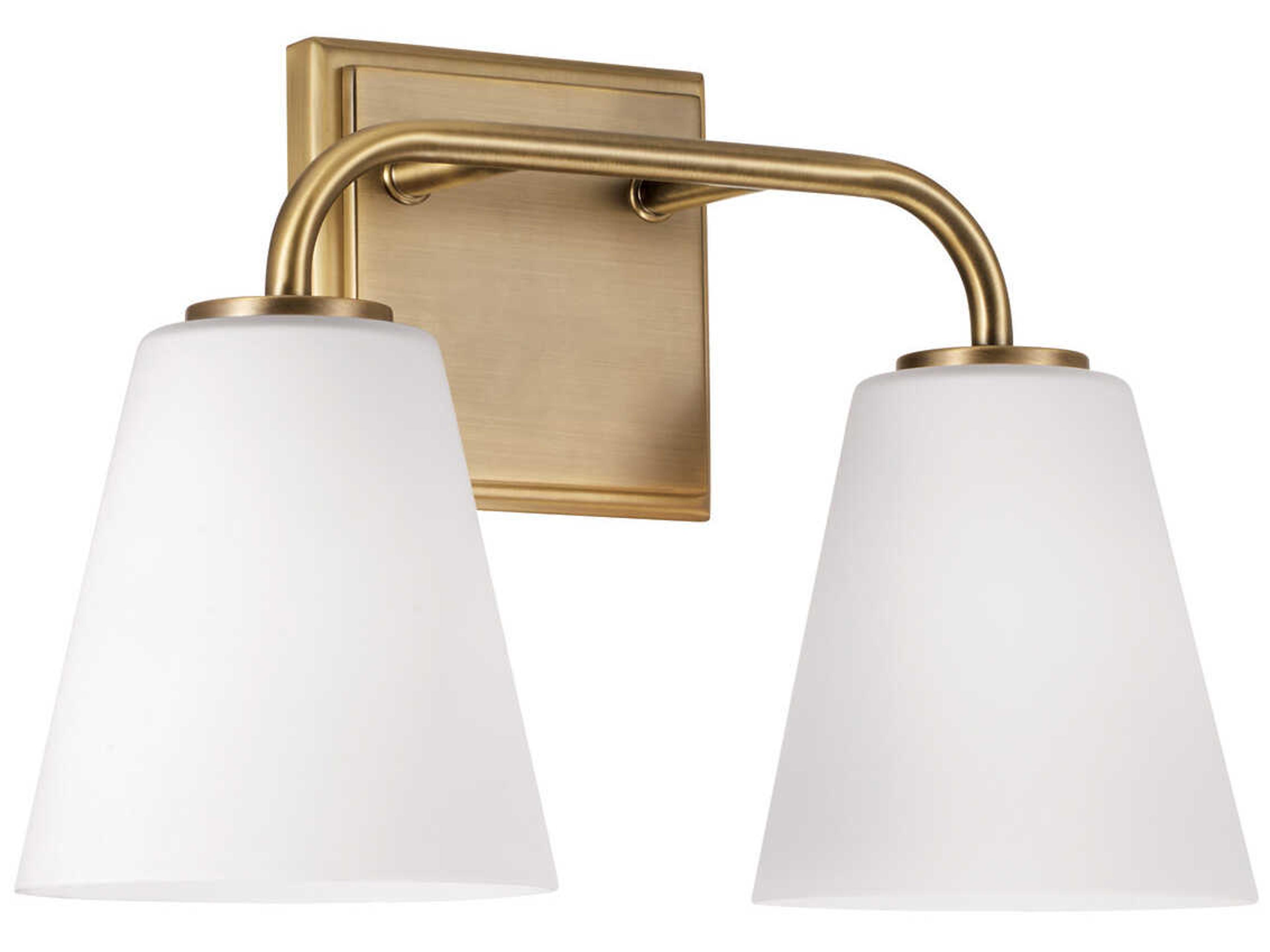 Brody 2-Light Aged Brass Glass Vanity Light