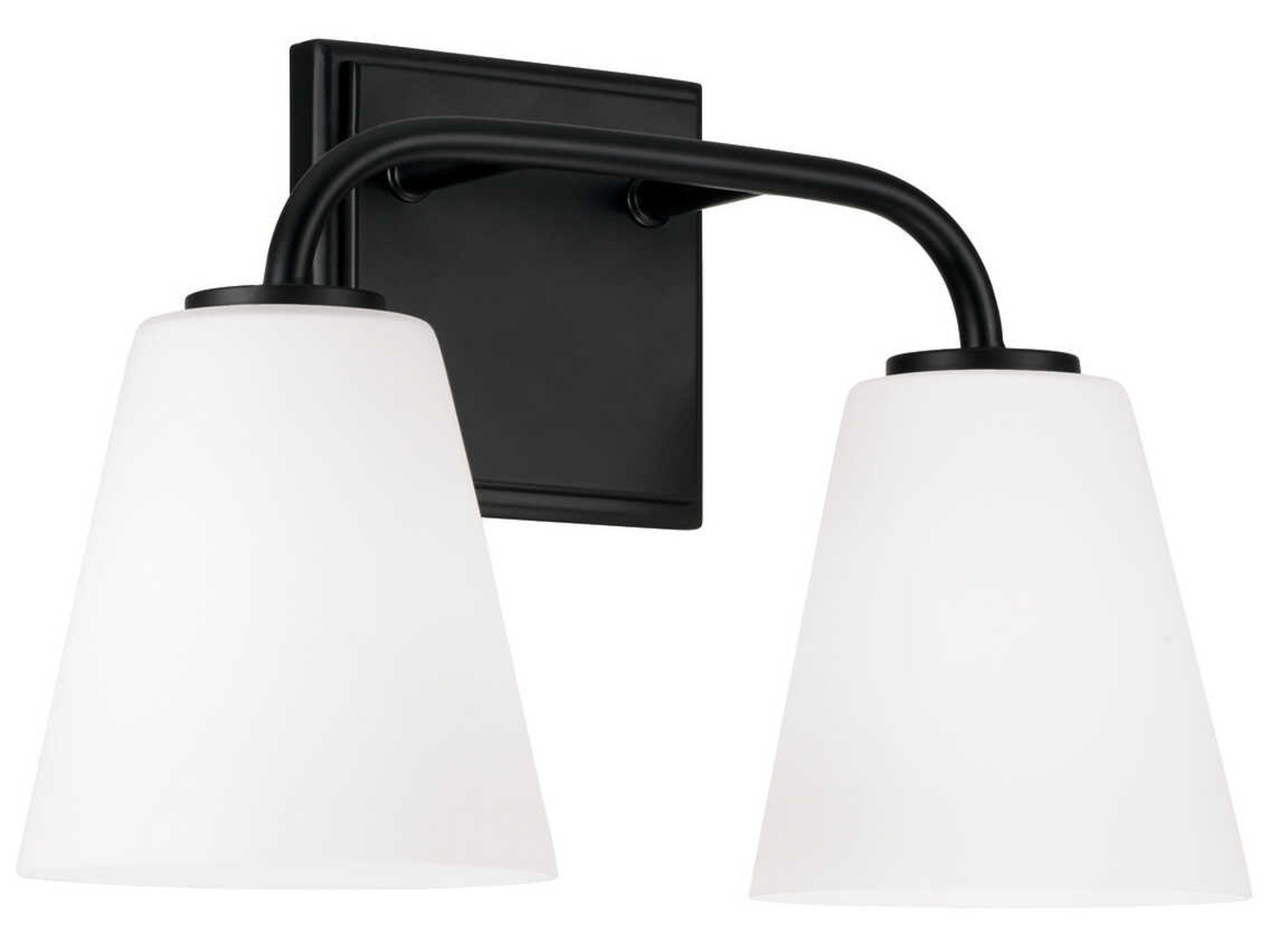 Brody 2-Light Matte Black Glass Vanity Light