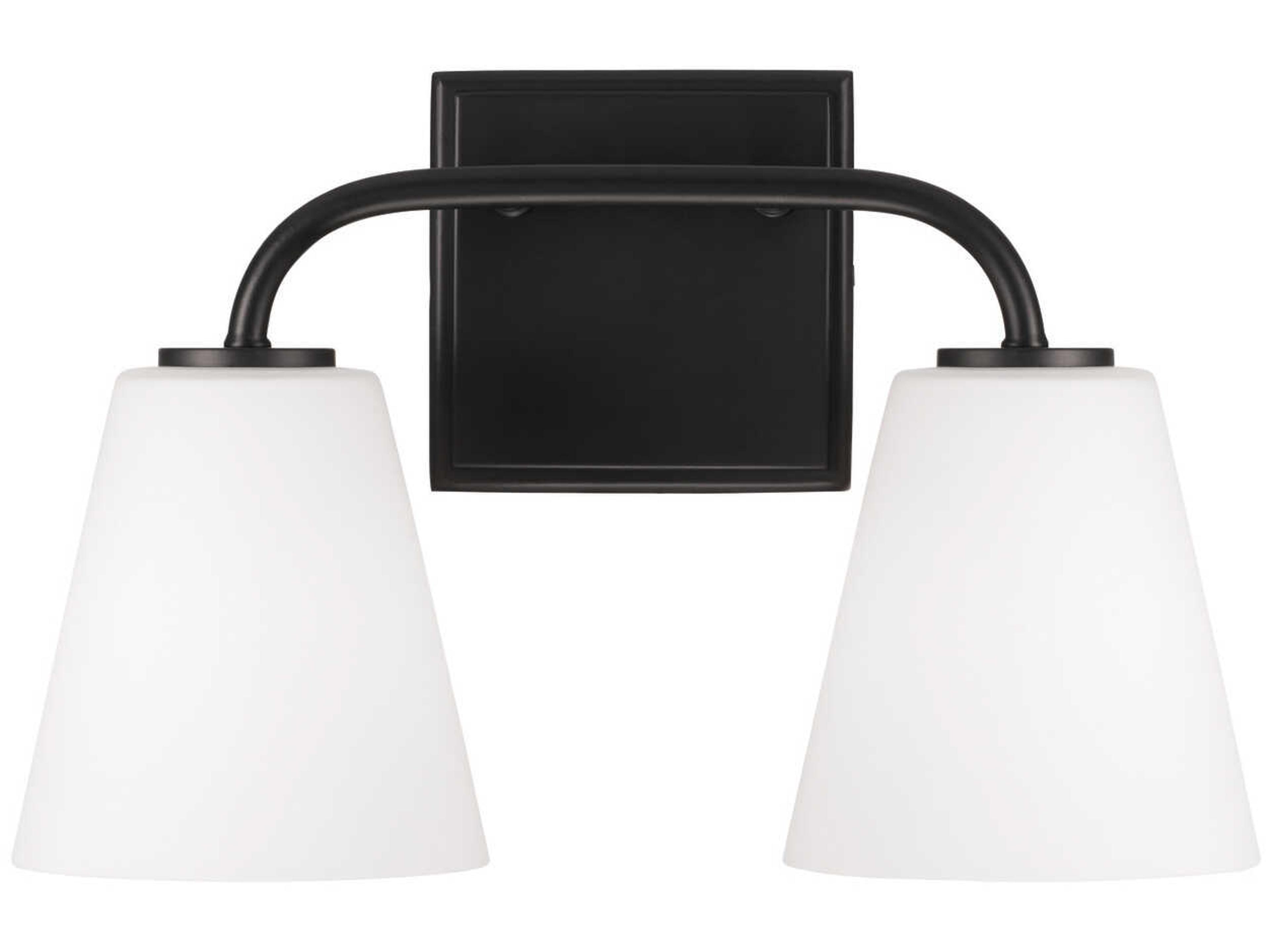 Capital Lighting Brody 2-Light Matte Black Glass Vanity Light