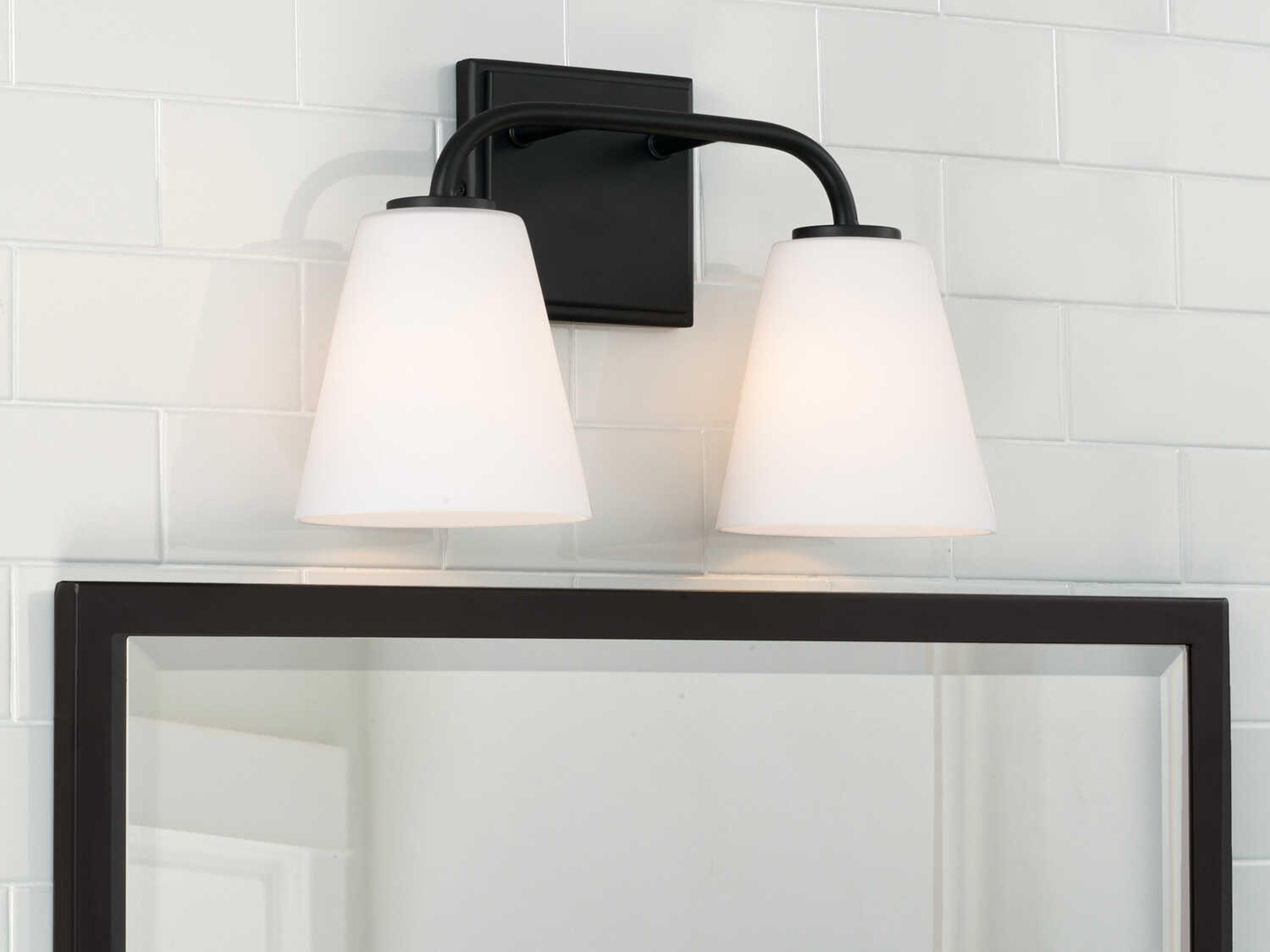 Capital Lighting Brody 2-Light Matte Black Glass Vanity Light