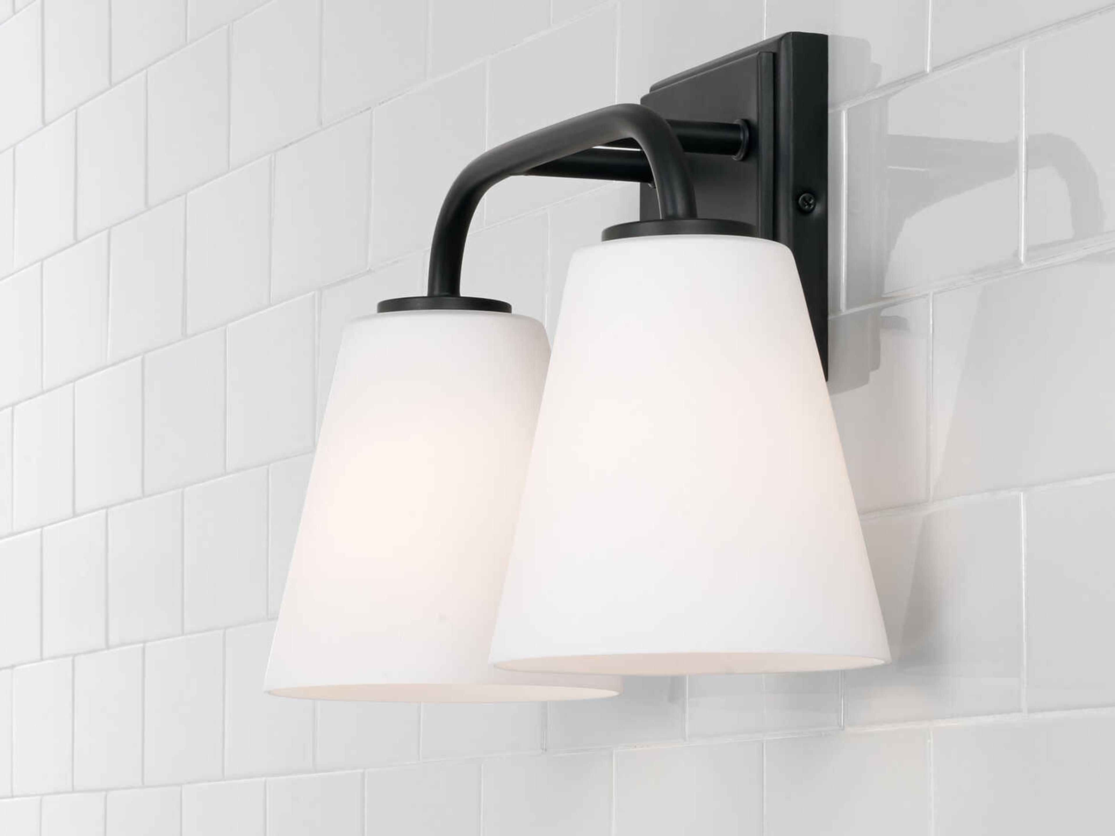 Capital Lighting Brody 2-Light Matte Black Glass Vanity Light