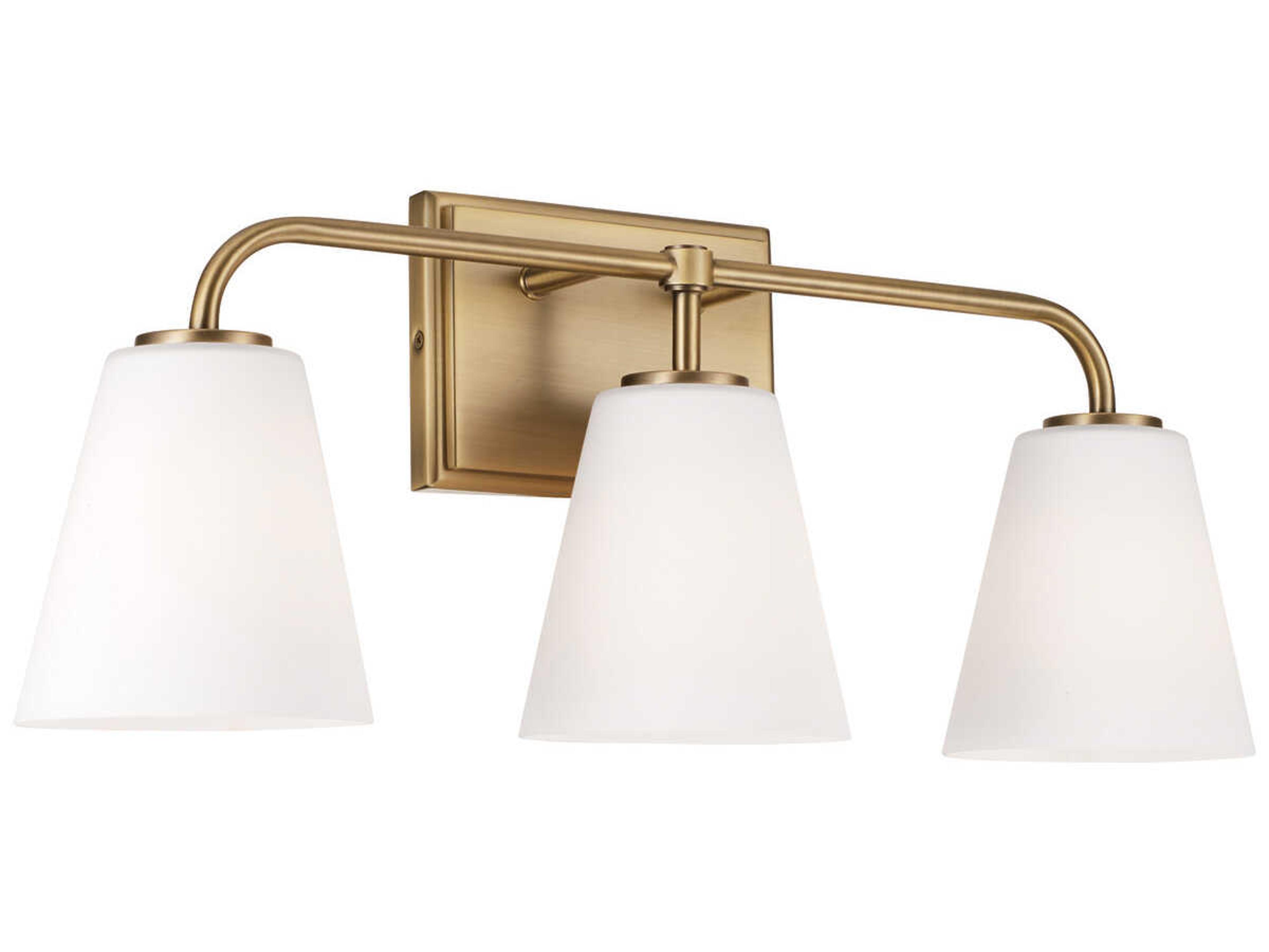 Brody 3-Light Aged Brass Glass Vanity Light
