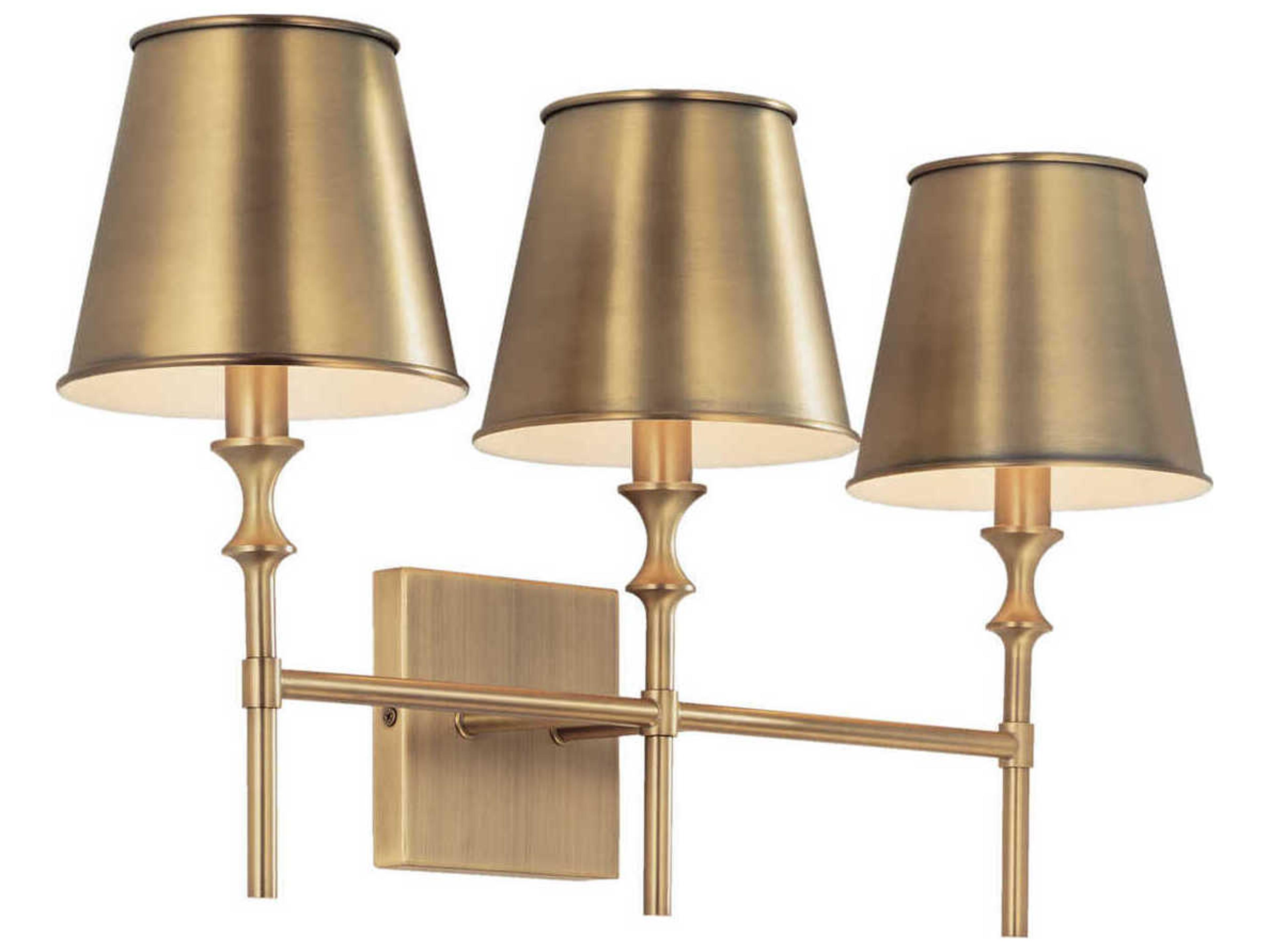 Whitney 3-Light Aged Brass Vanity Light