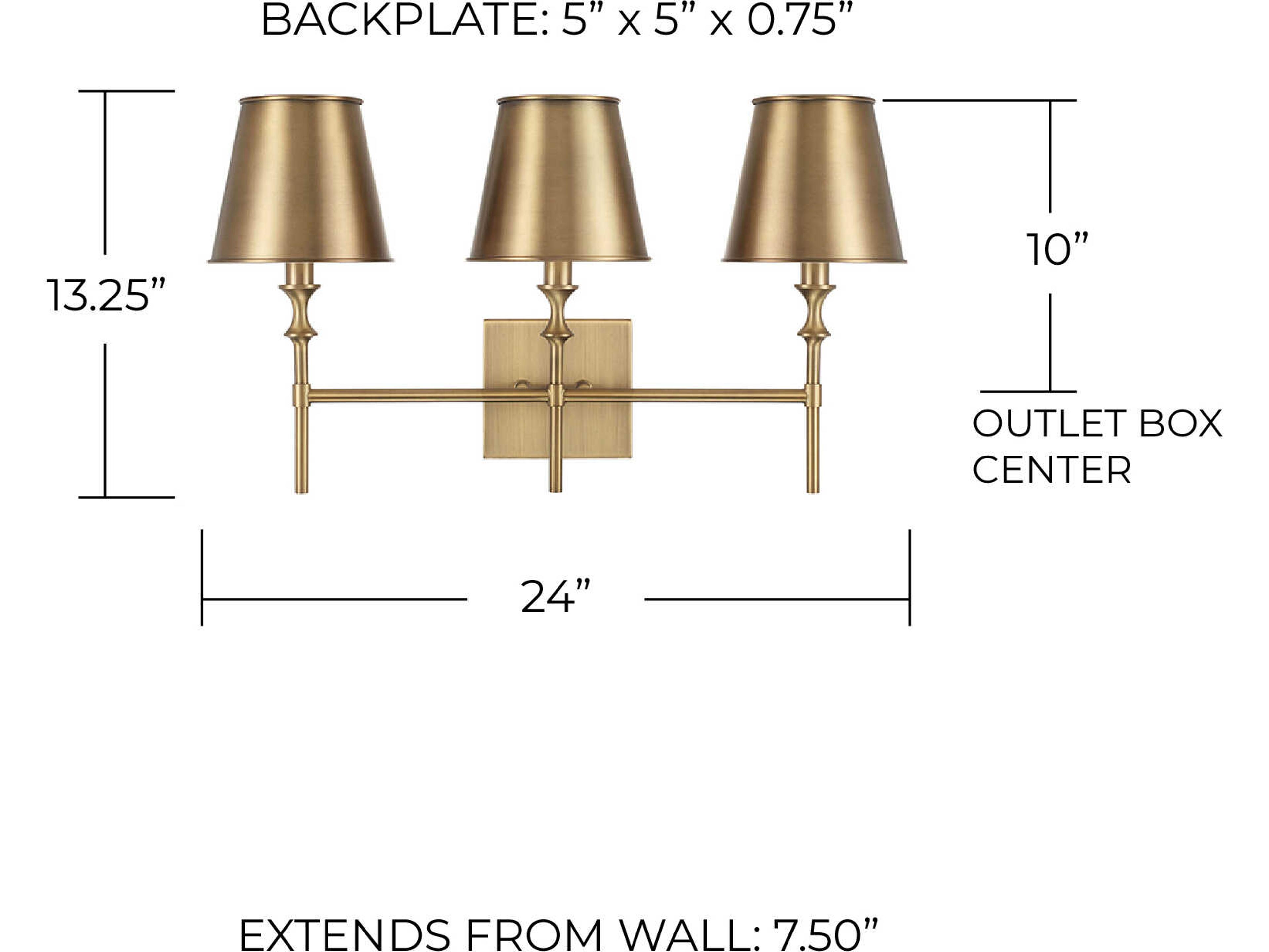 Capital Lighting Whitney 3-Light Aged Brass Vanity Light