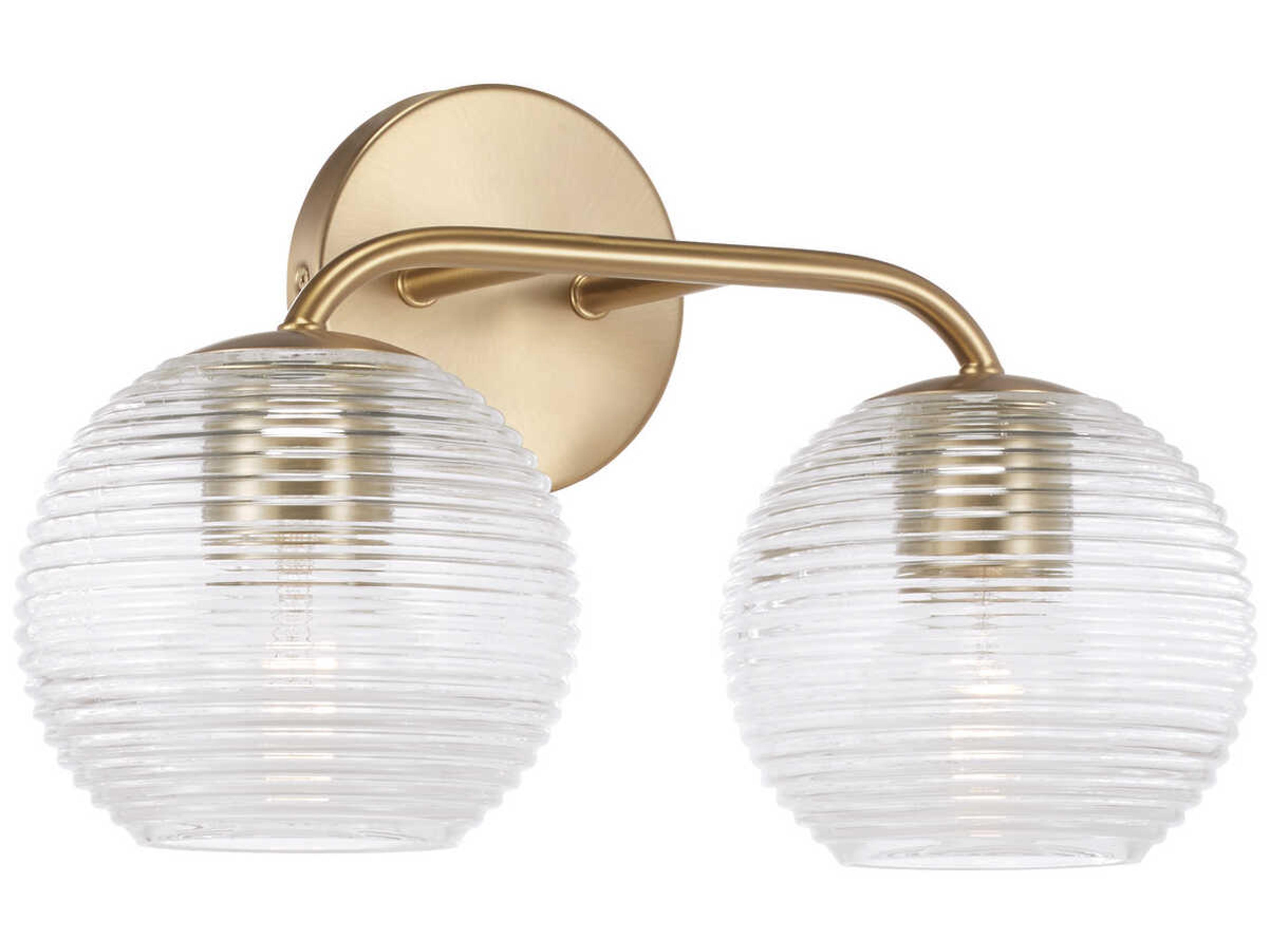 Dolan 2-Light Matte Brass Glass Vanity Light