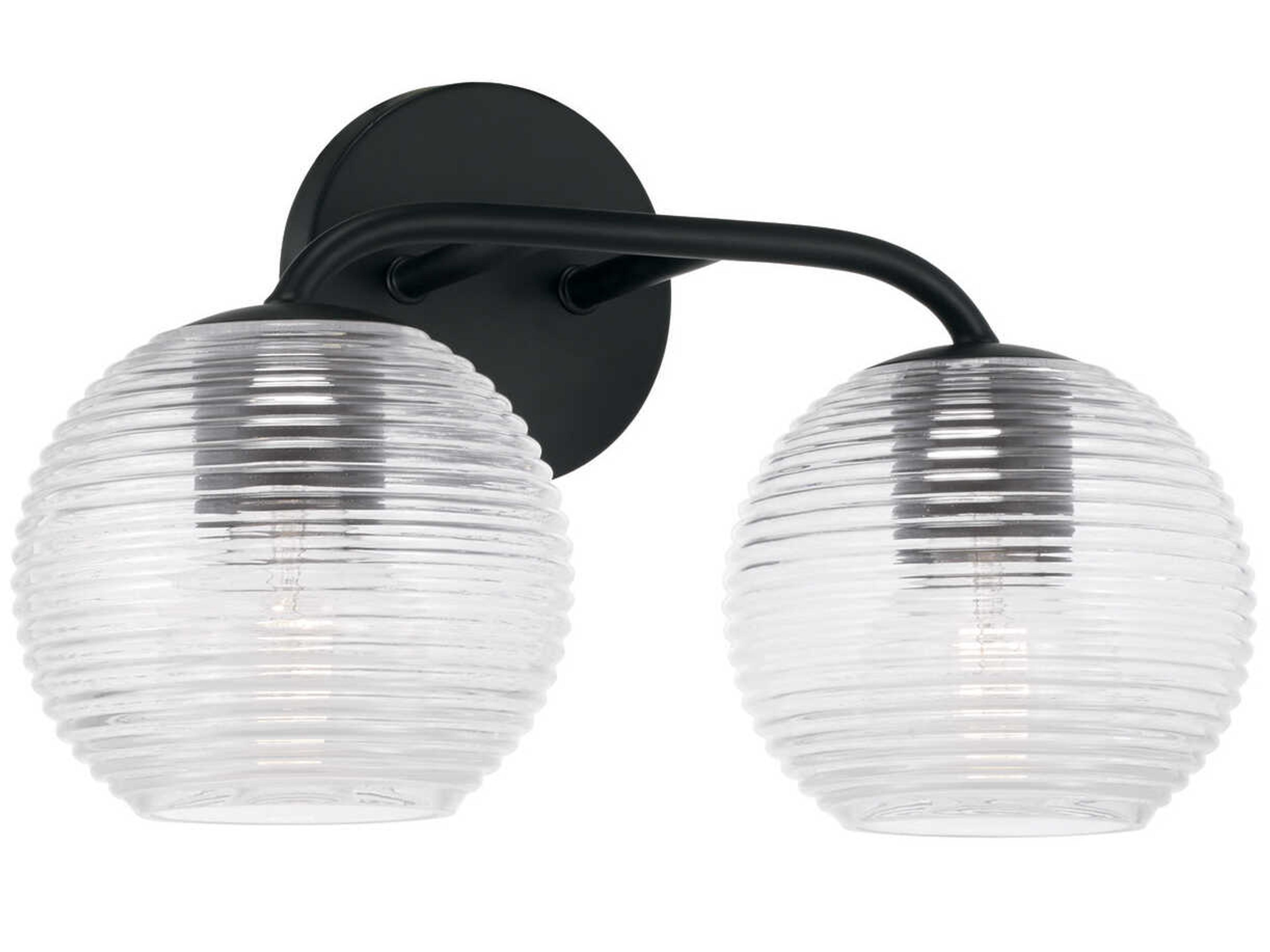 Dolan 2-Light Matte Black Glass Vanity Light