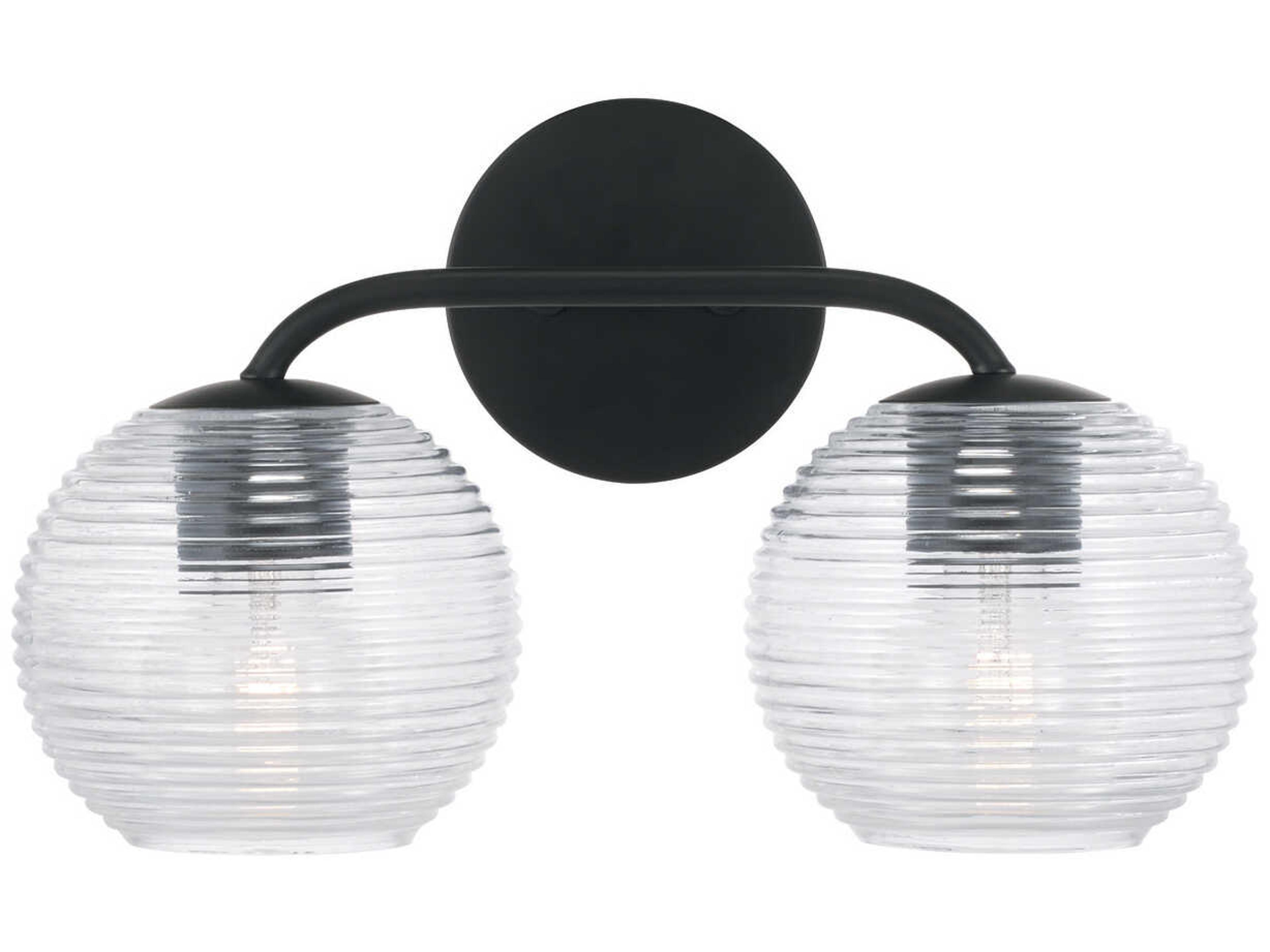 Capital Lighting Dolan 2-Light Matte Black Glass Vanity Light