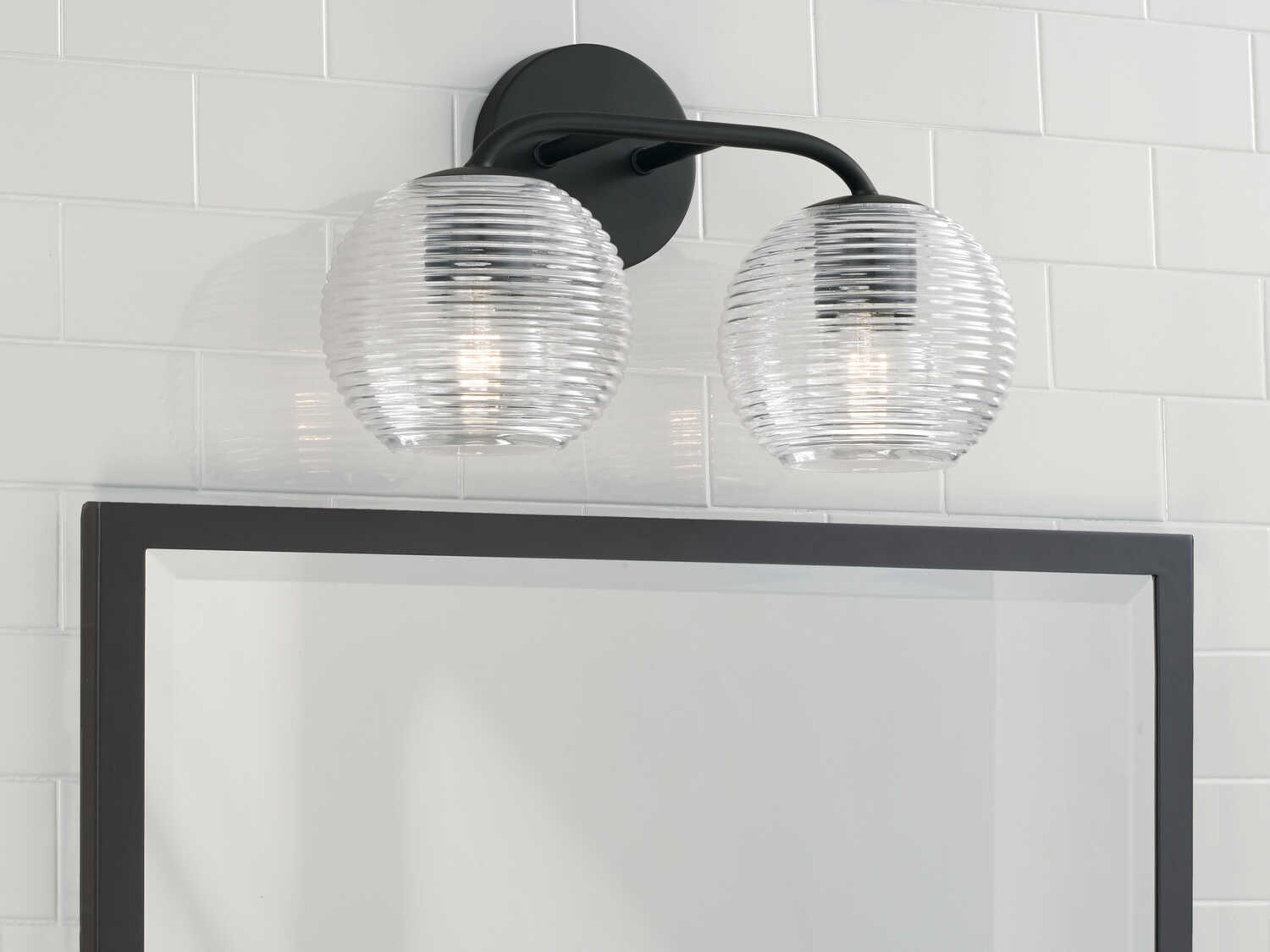 Capital Lighting Dolan 2-Light Matte Black Glass Vanity Light